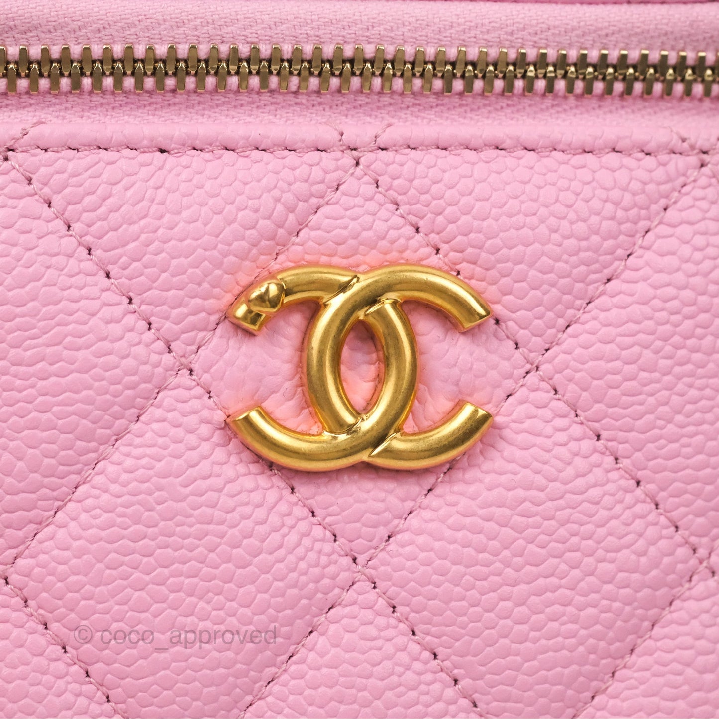 Chanel Quilted Heart Crush Mini Vanity With Chain Pink Caviar Aged Gold Hardware