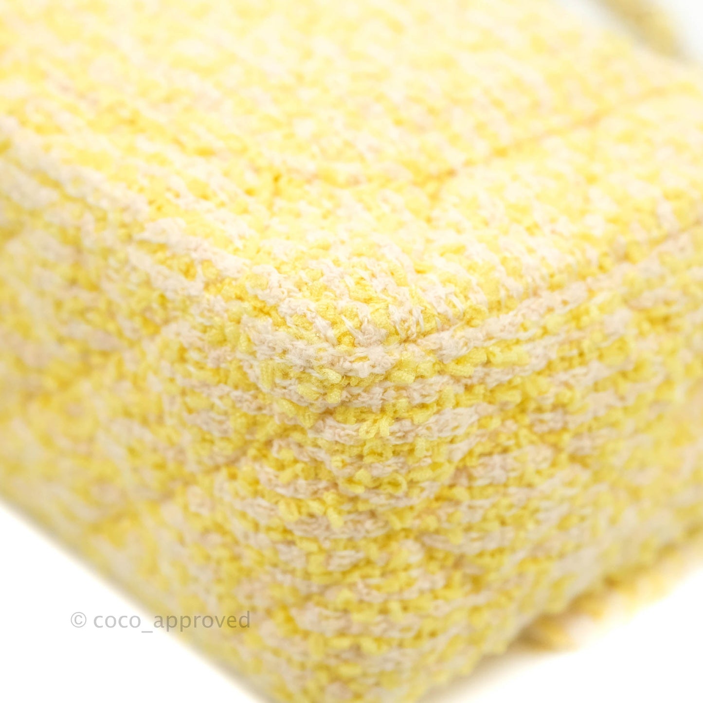 Chanel Classic Mini Rectangular Flap Yellow Tweed Gold Hardware