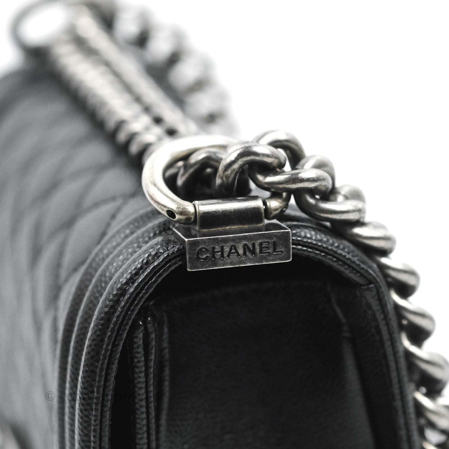 Chanel Small Boy Quilted Black Caviar Ruthenium Hardware