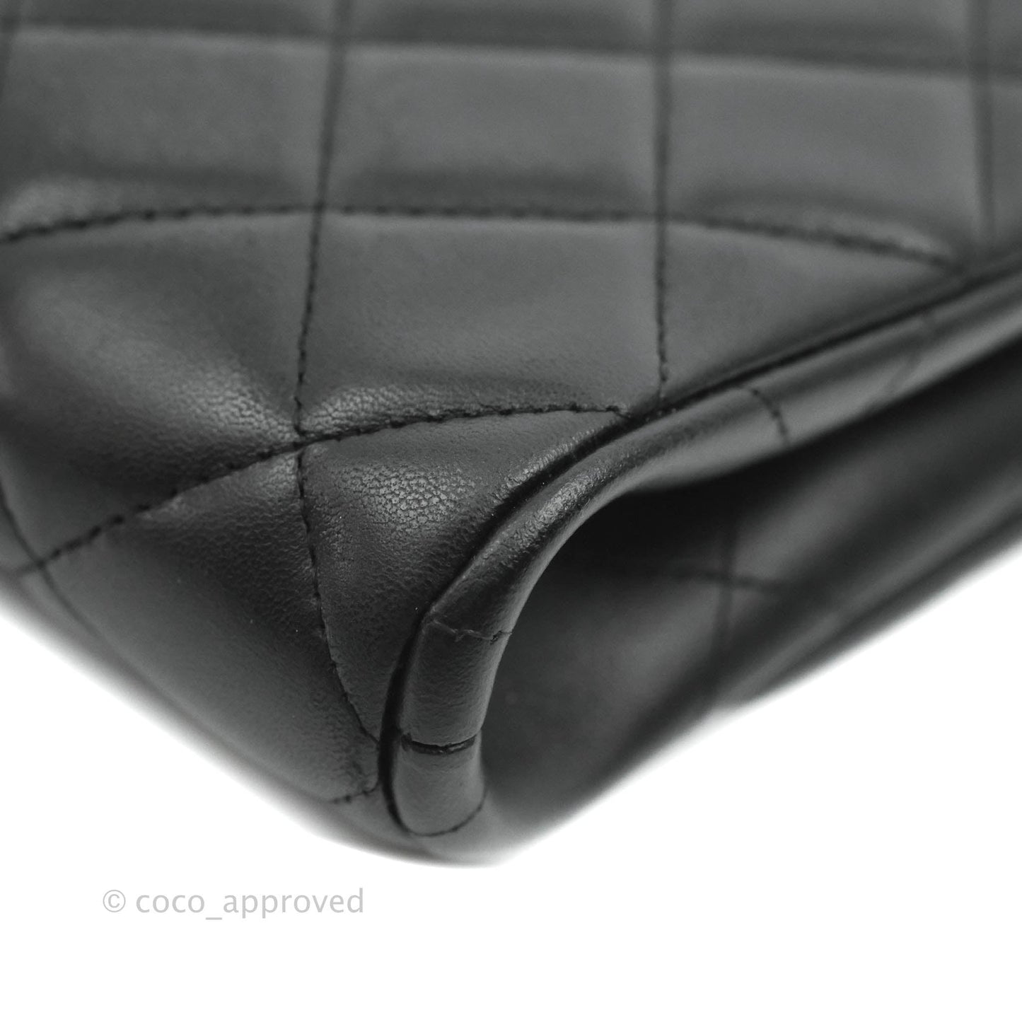 Chanel Quilted Clutch with Chain Lambskin Black Silver Hardware
