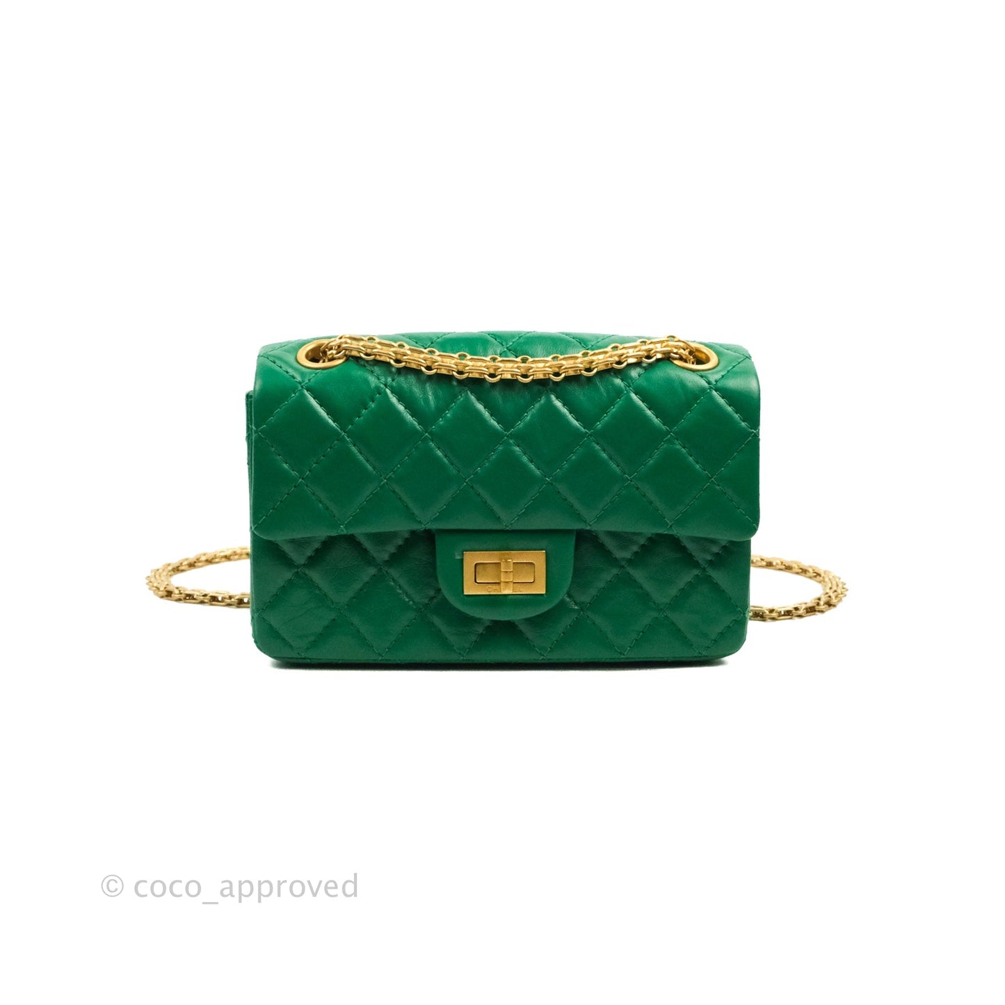 Chanel Mini Reissue 224 Green Aged Calfskin Aged Gold Hardware