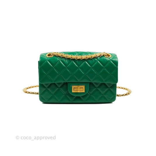 Chanel Mini Reissue 224 Green Aged Calfskin Aged Gold Hardware