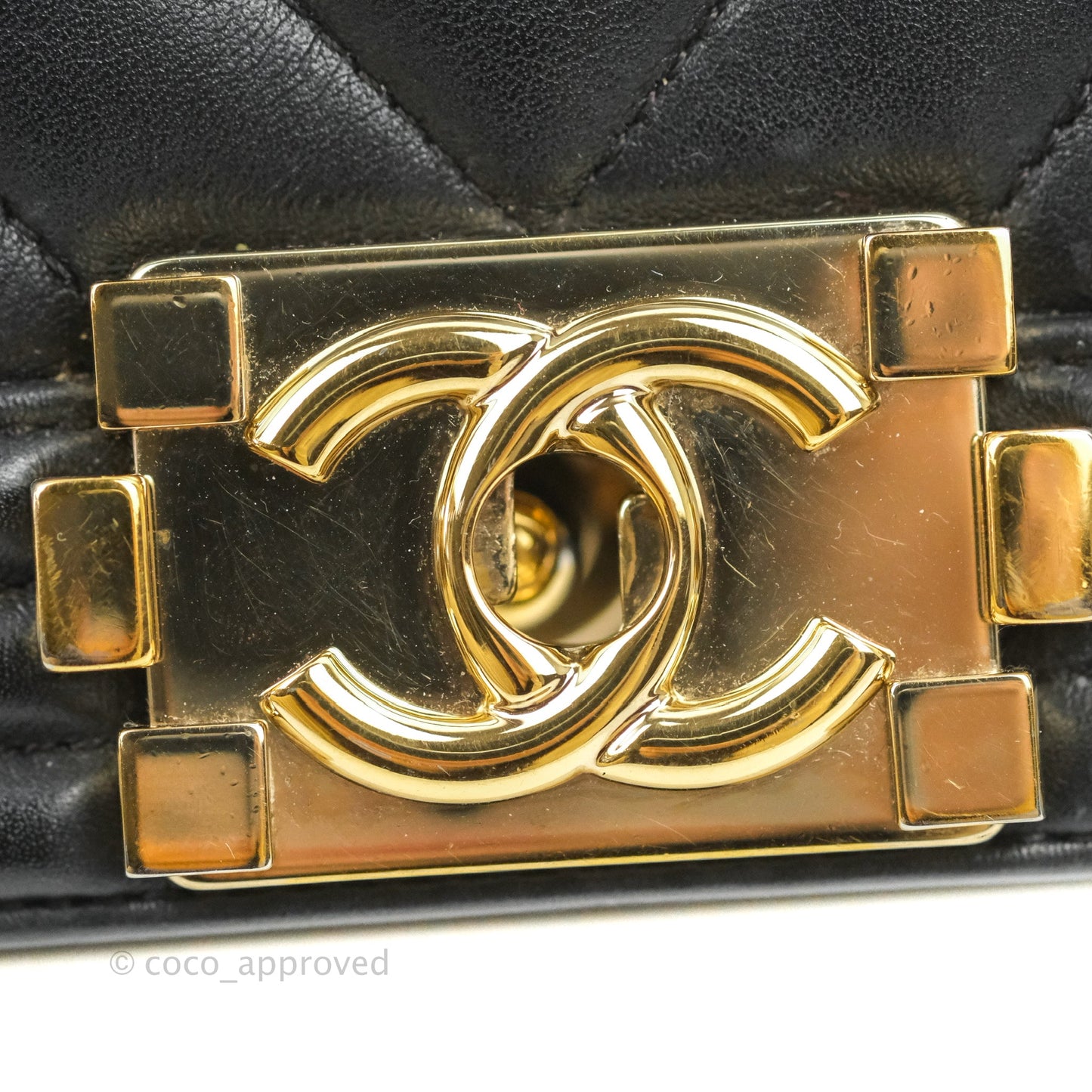 Chanel Chevron Medium Boy Black Calfskin Gold Hardware