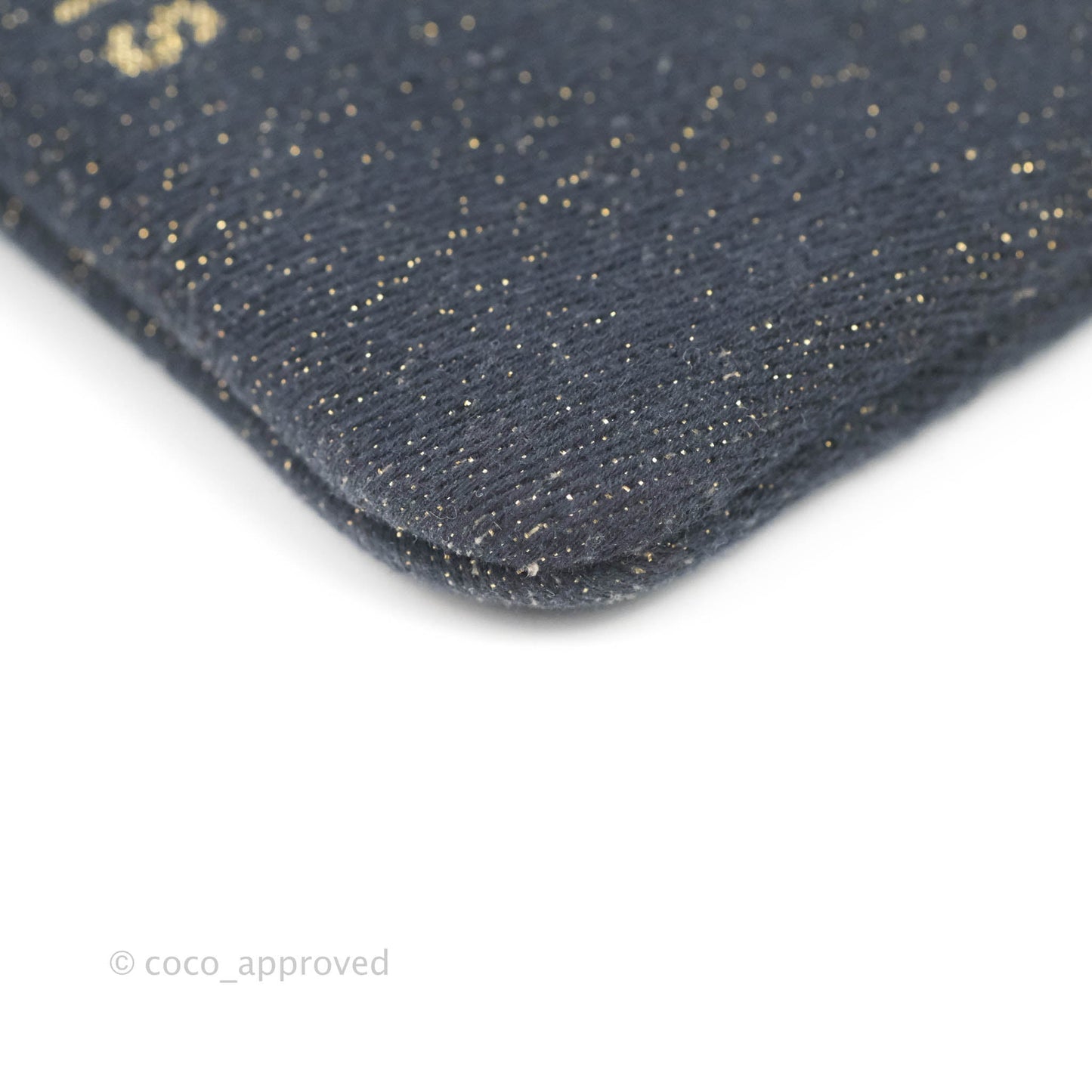 Chanel Mini Deauville O Case Navy Glitter Canvas Gold Hardware
