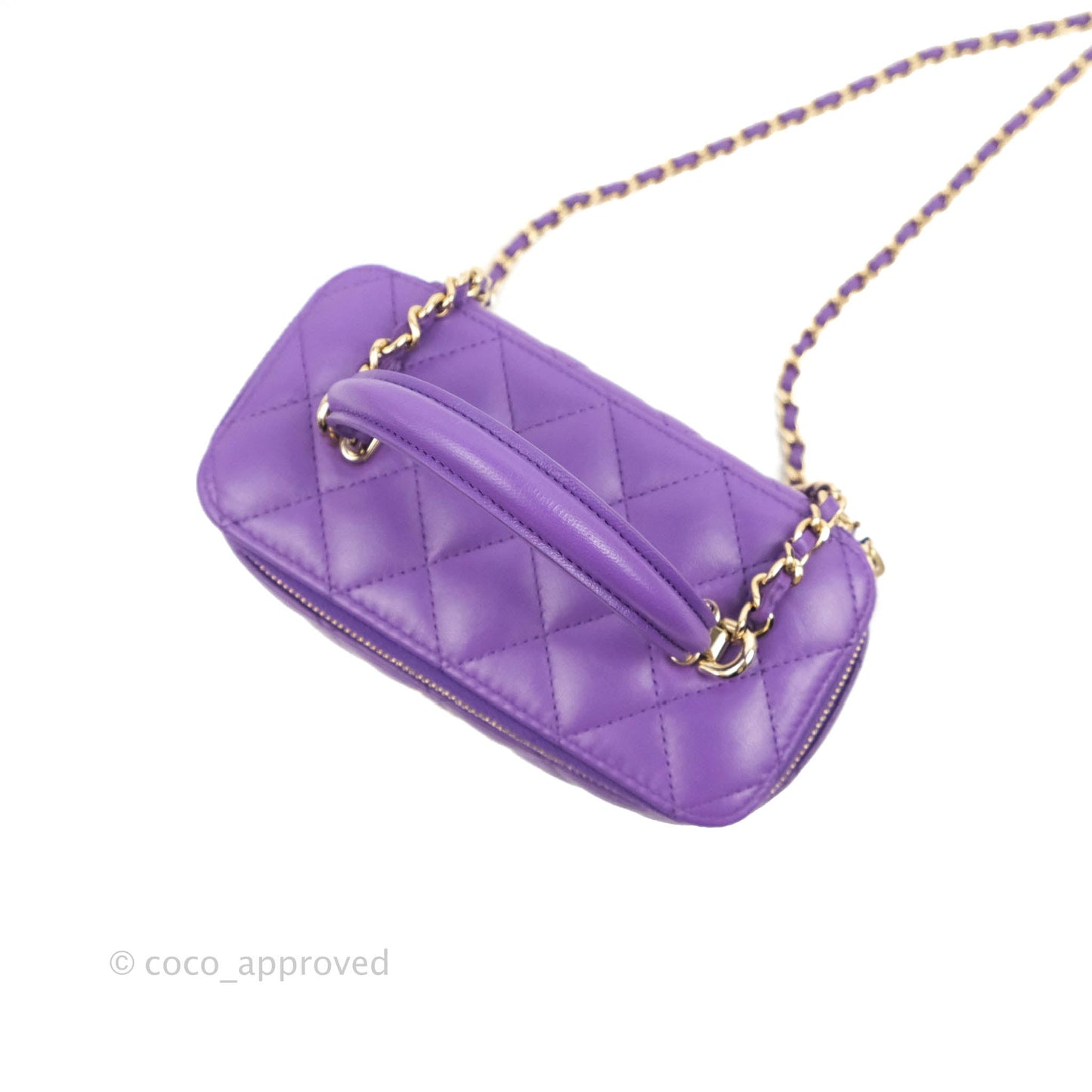 Chanel Vanity Rectangular Top Handle Purple Lambskin Gold Hardware