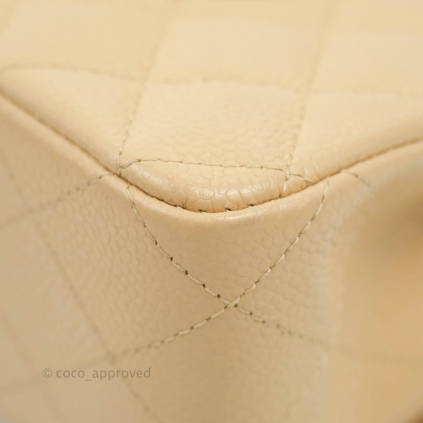 Chanel Classic M/L Medium Flap Quilted Beige Caviar Gold Hardware