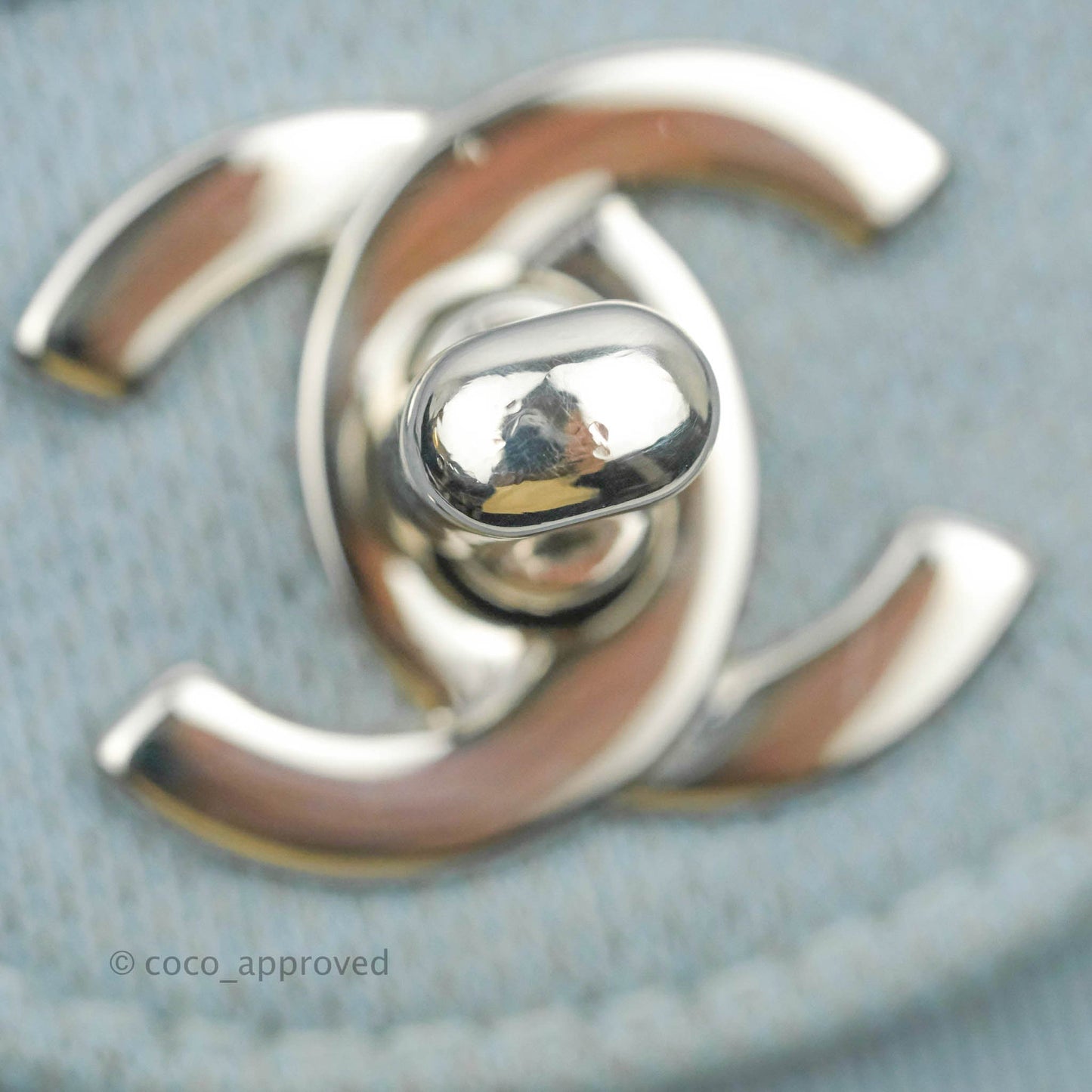 Chanel Jersey Quilted Medium Flap Light Blue Silver Hardware