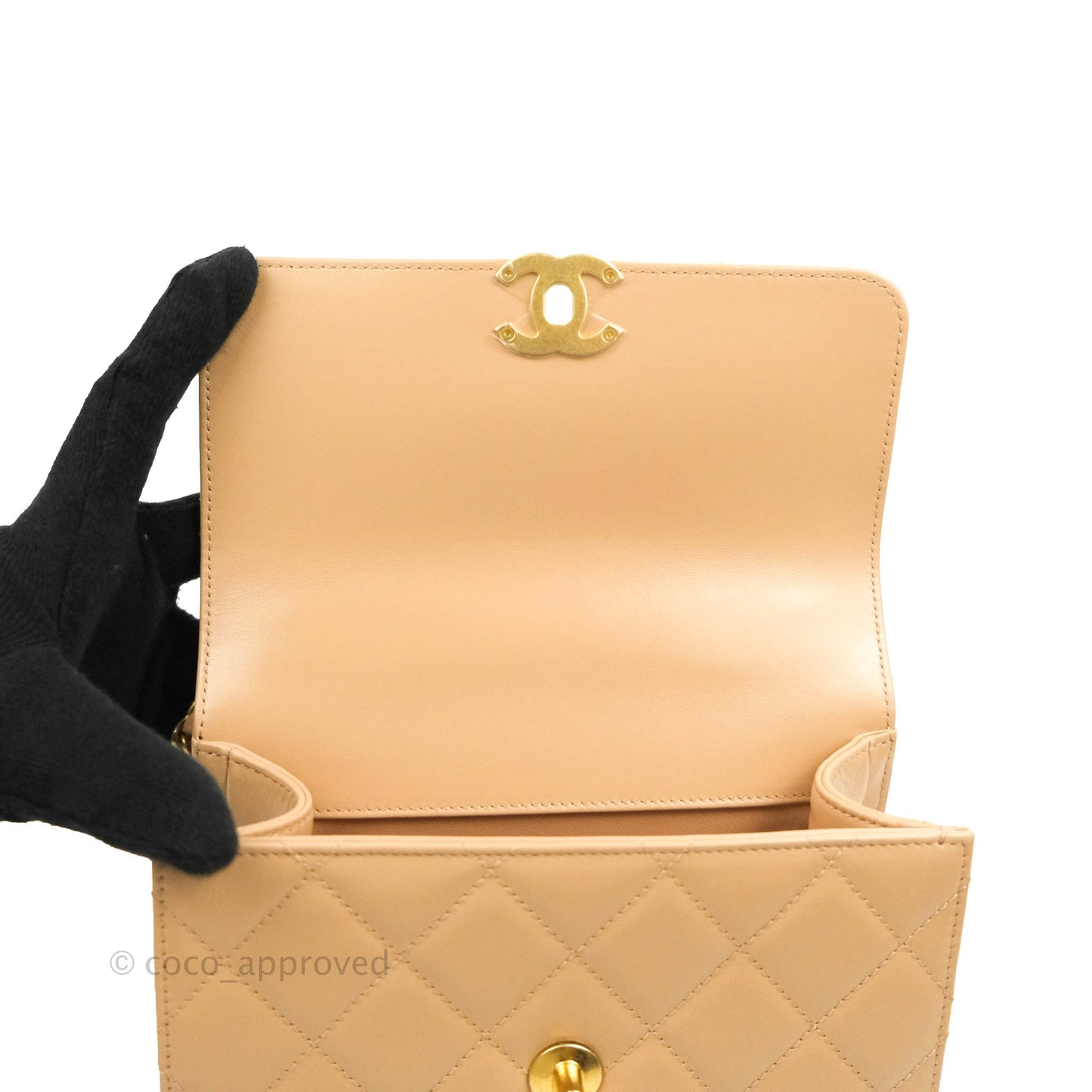 Chanel Quilted Mini Perfect Fit Adjustable Beige Calfskin Gold Hardware 21A