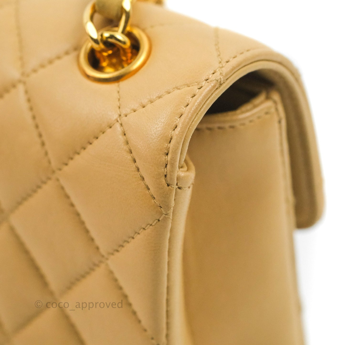 Chanel Vintage Mini Square Beige Lambskin 24K Gold Hardware