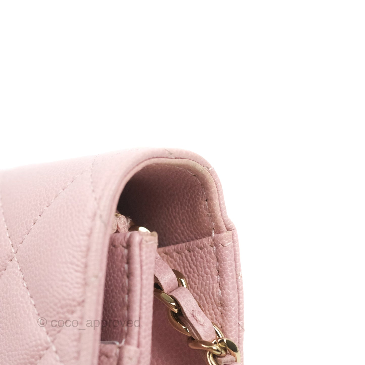 Chanel Quilted Wallet on Chain WOC Light Pink Caviar Gold Hardware