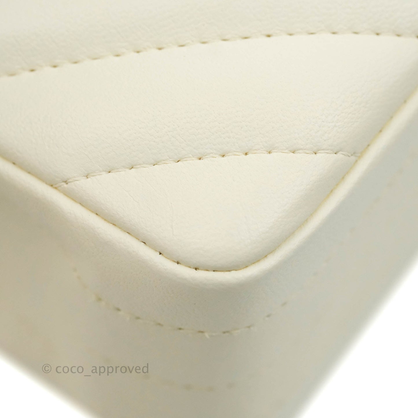 Chanel Classic Chevron S/M Small Double Flap Ivory White Lambskin Gold Hardware