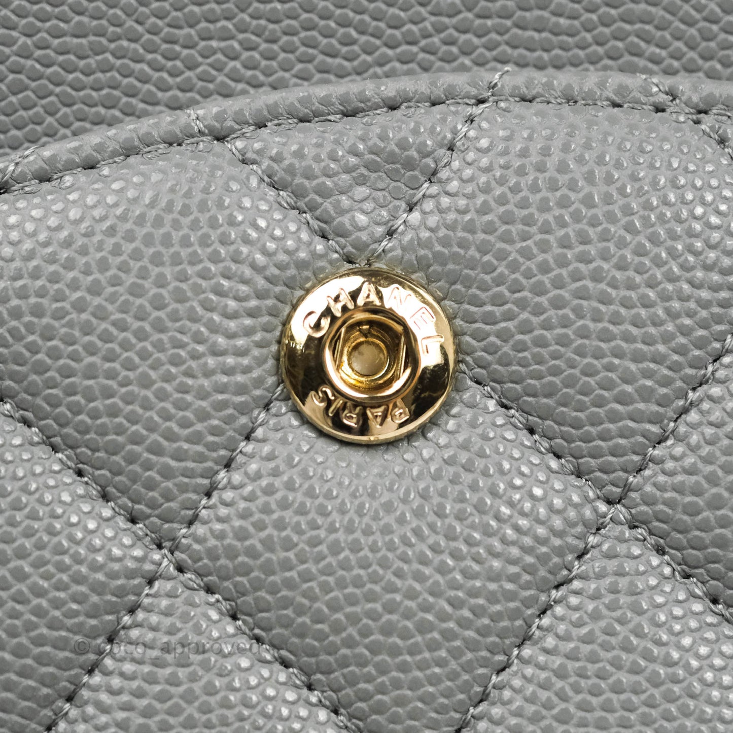 Chanel Classic M/L Medium Flap Quilted Grey Caviar Gold Hardware 20C
