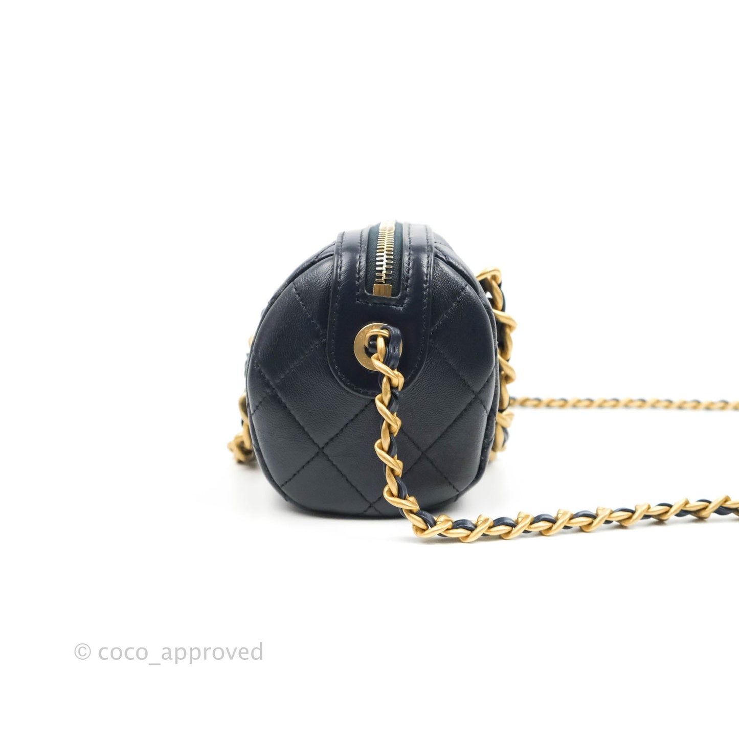 Chanel Quilted Fashion Therapy Bowling Bag Dark Navy Lambskin Gold Hardware