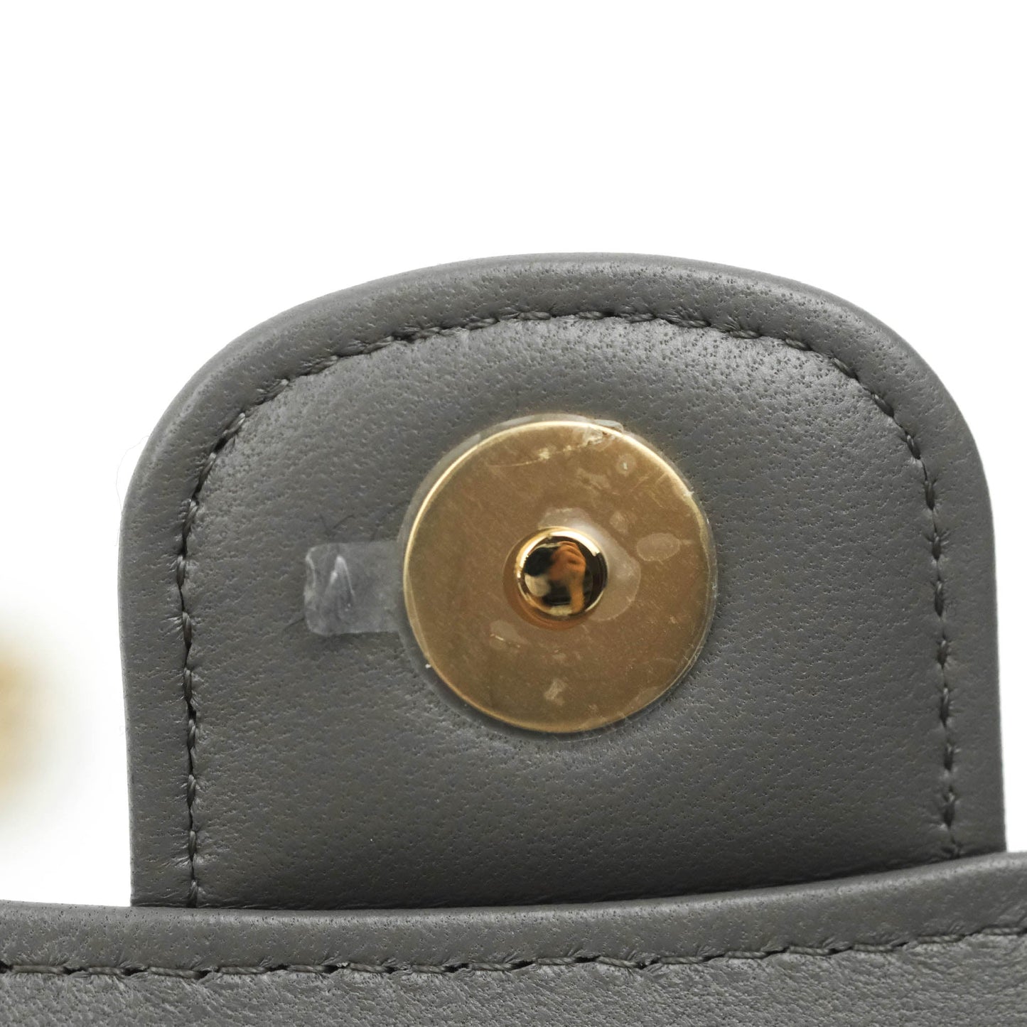 Chanel Mini Handle Clutch With Chain Grey Lambskin Gold Hardware
