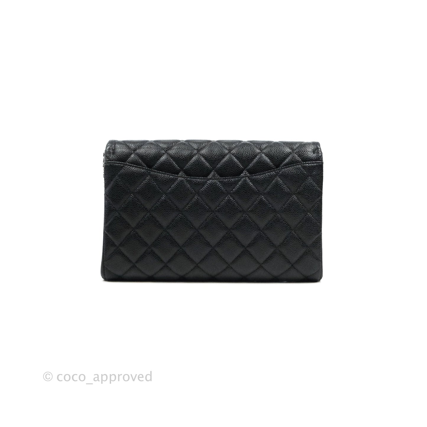 Chanel Quilted Clutch with Chain Black Caviar Silver Hardware