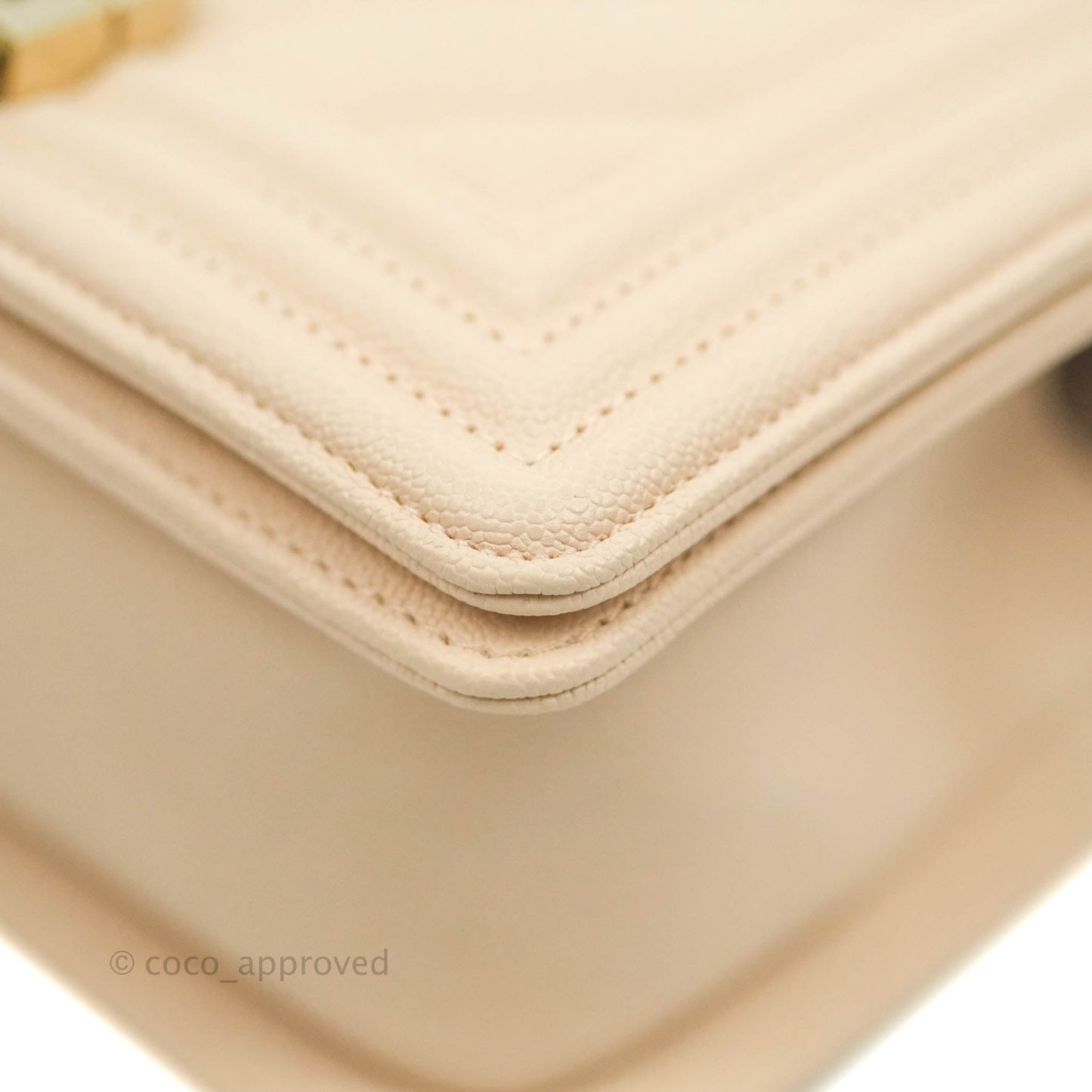 Chanel Small Boy Chevron Light Pink Caviar Gold Hardware