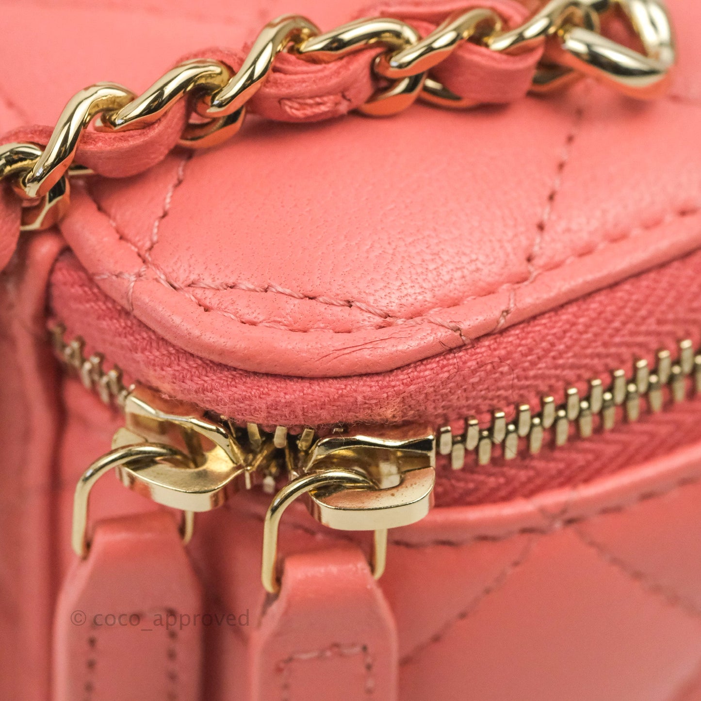 Chanel Vanity Rectangular Top Handle Pink Lambskin Gold Hardware