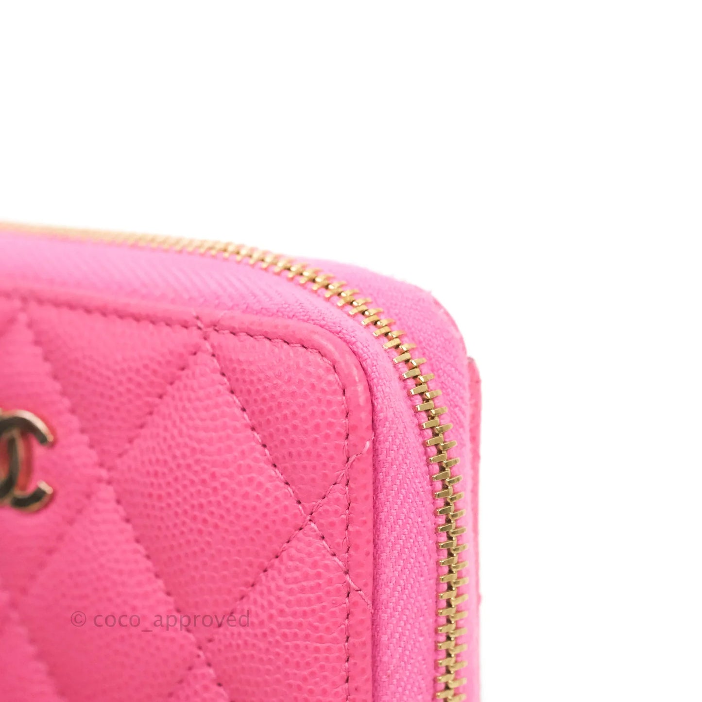 Chanel Classic Zipped Coin Purse Pink Caviar Gold Hardware