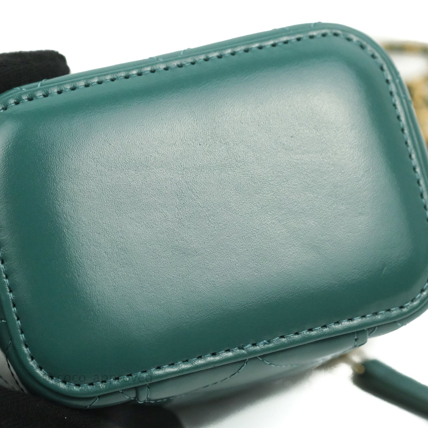 Chanel Quilted Mini Perfect Fit Vanity With Chain Calfskin Pine Green Aged Gold Hardware