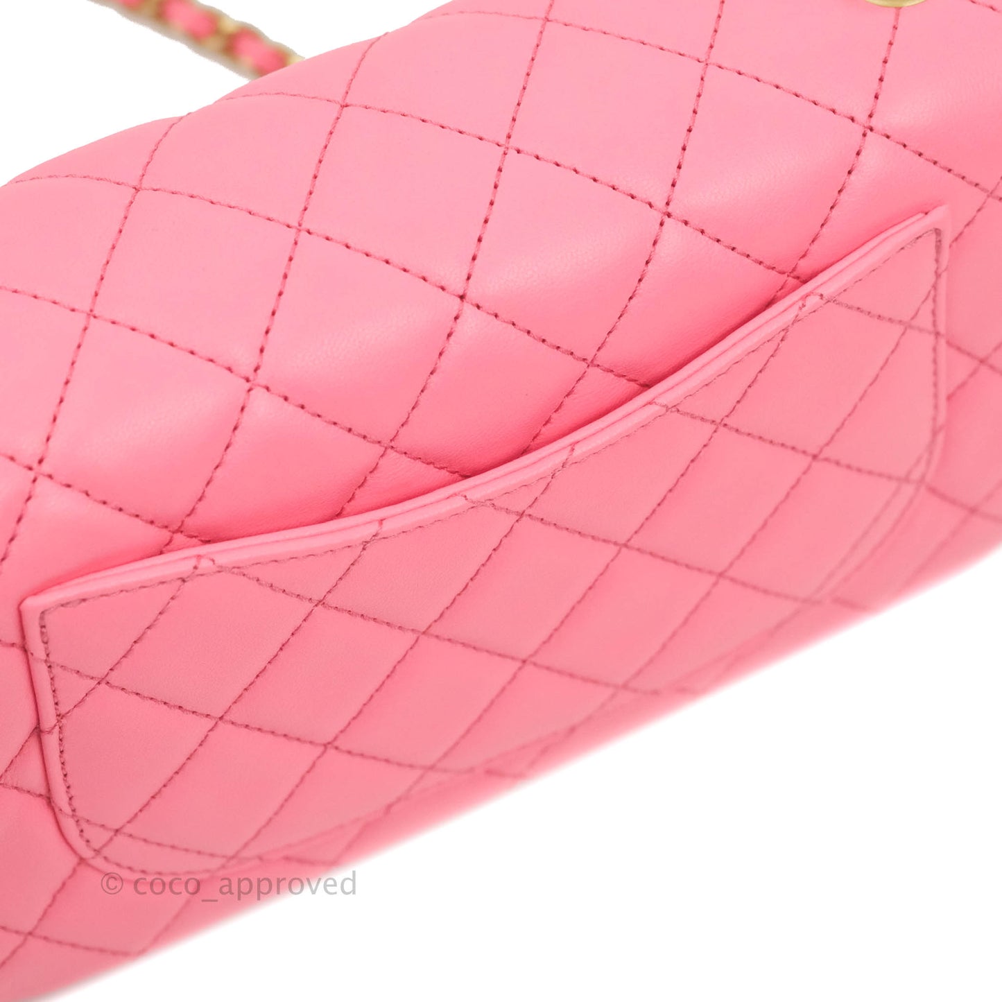 Chanel Mini Rectangular Pearl Crush Quilted Pink Lambskin Aged Gold Hardware