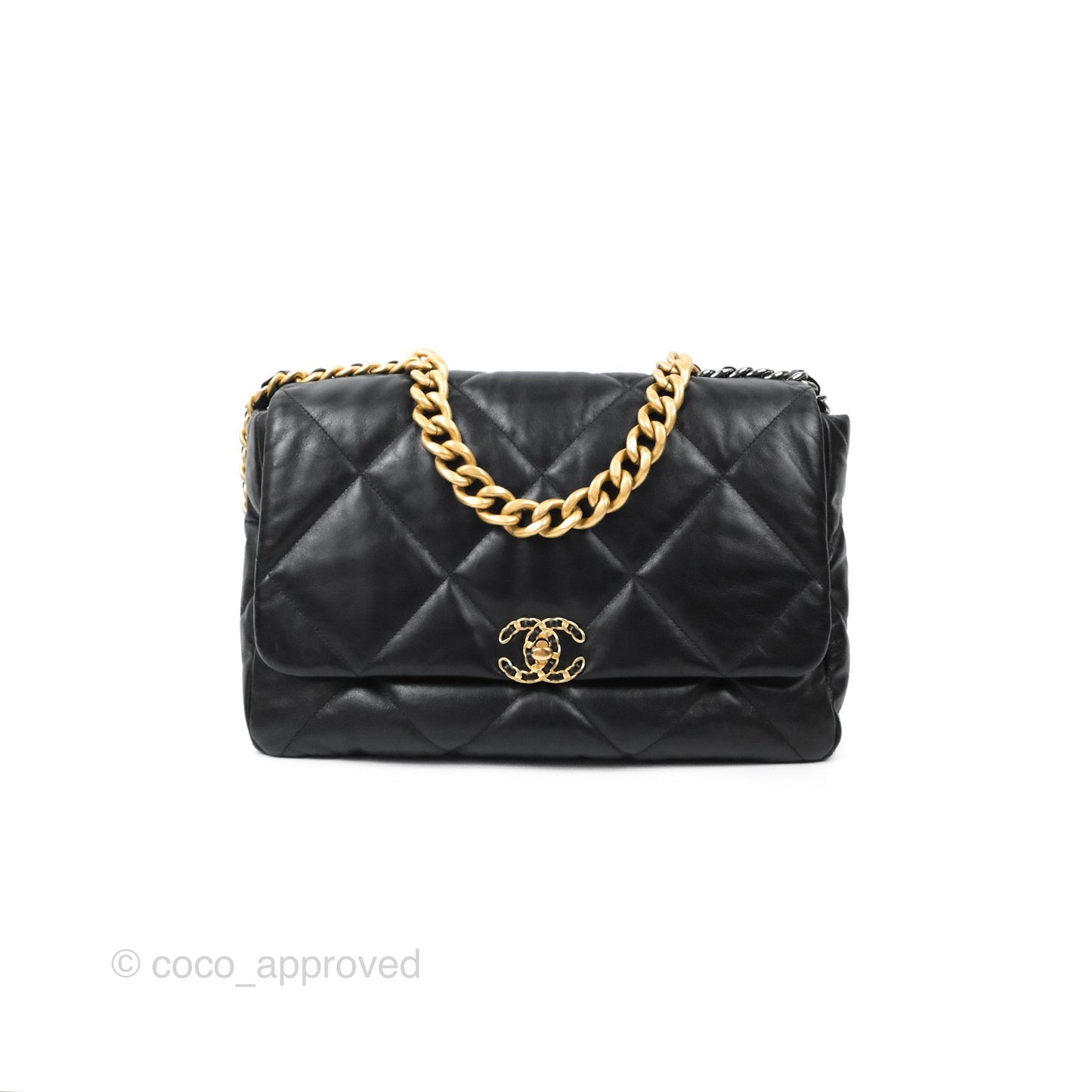 Chanel 19 Maxi Flap Bag Black Goatskin Mixed Hardware