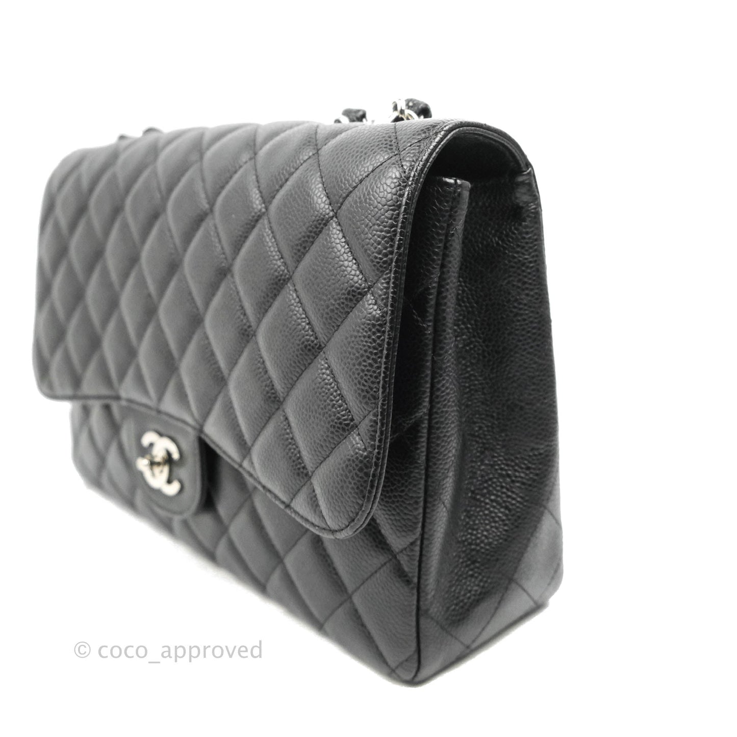 Chanel Jumbo Single Flap Black Caviar Silver Hardware⁣⁣