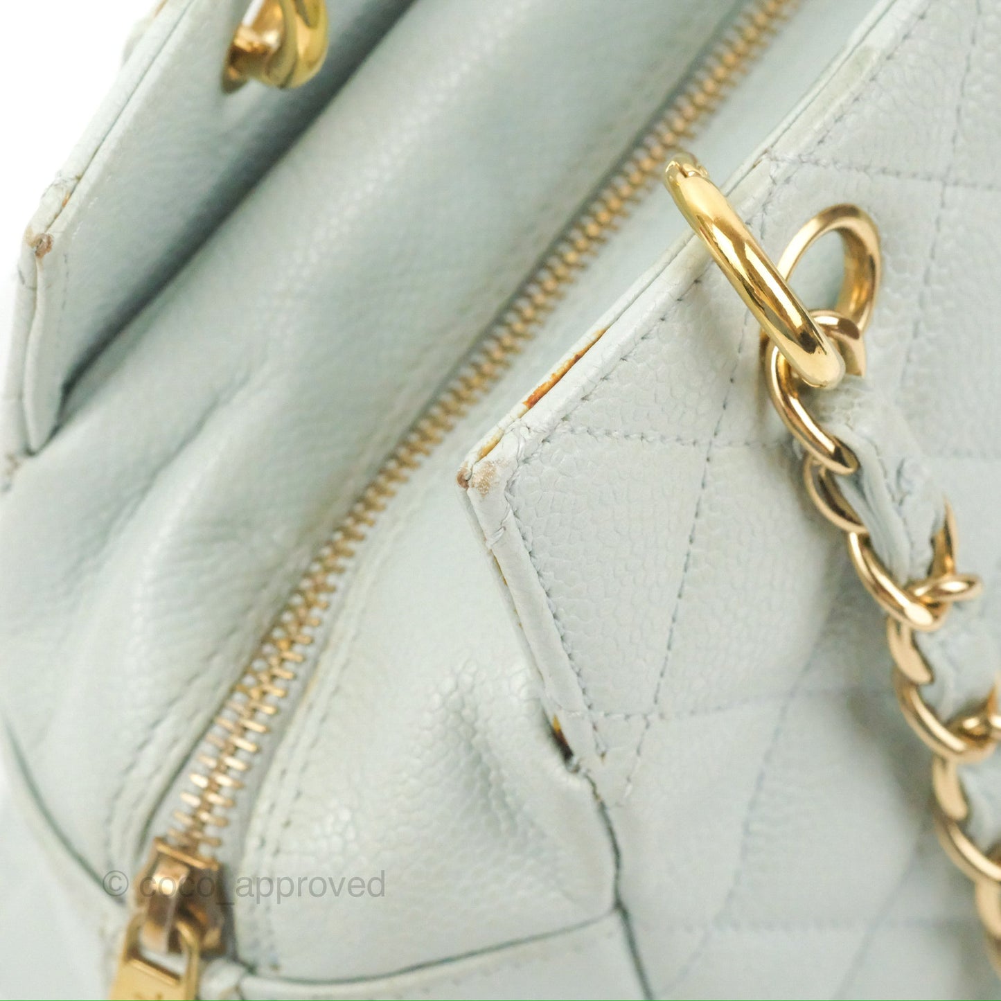 Chanel PTT Petite Timeless Shopping Tote Bag Light Tiffany Blue Caviar Gold Hardware