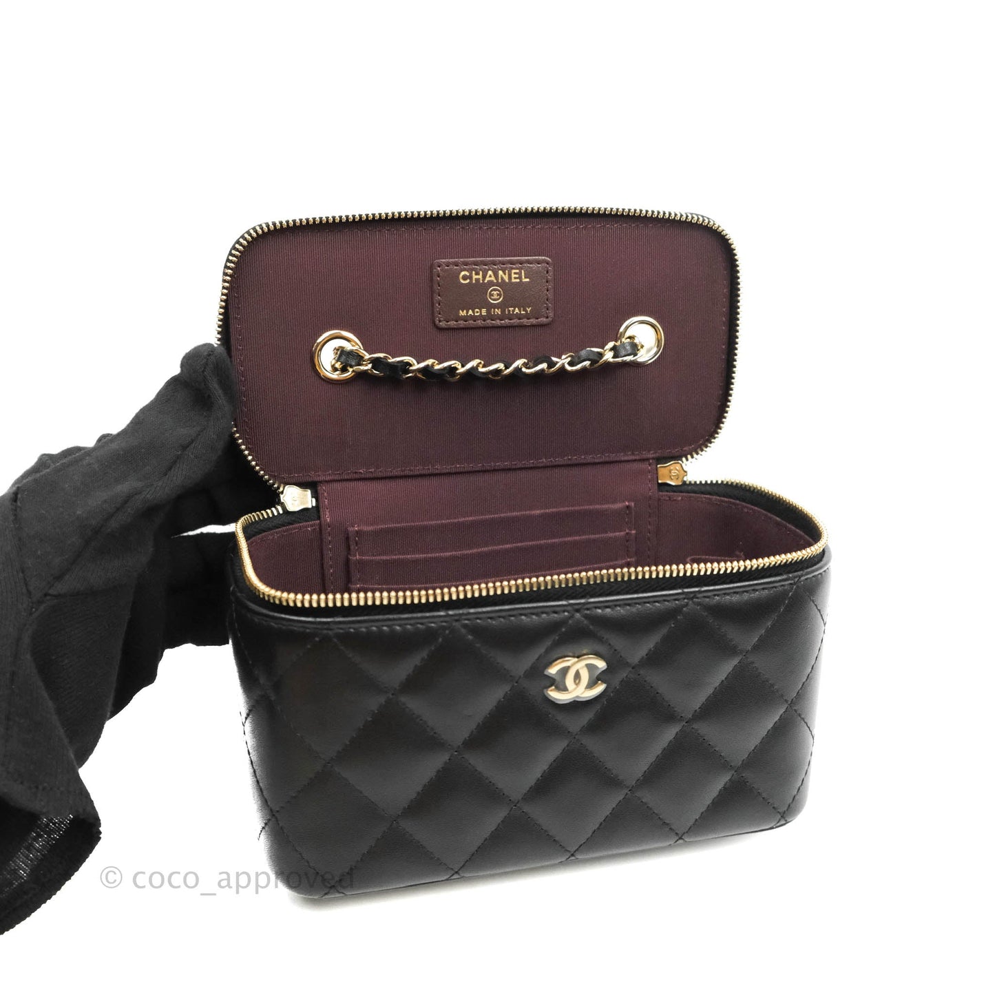 Chanel Vanity with Classic Chain Black Lambskin Gold Hardware