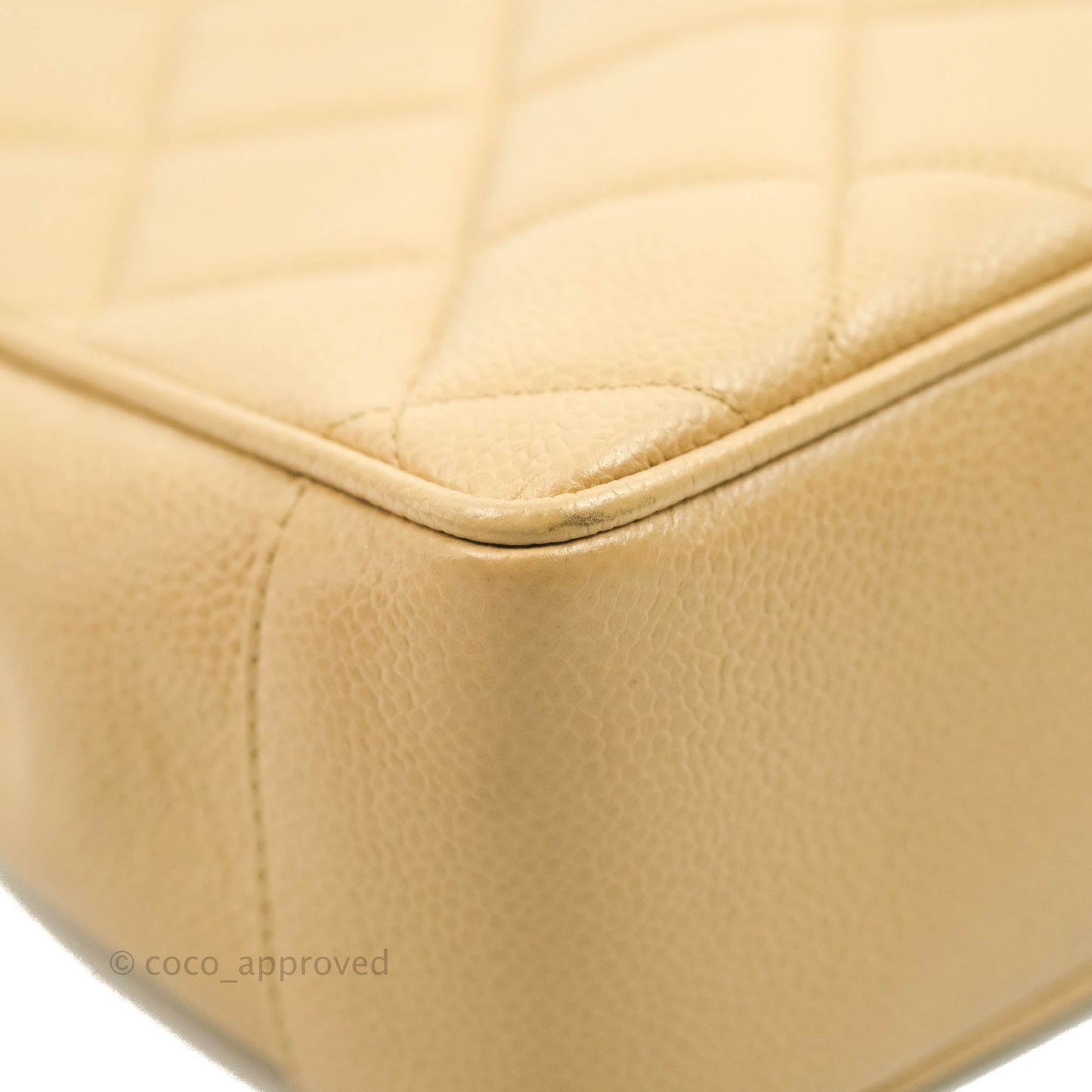 Chanel Vintage CC Quilted Tote Dark Beige Caviar 24K Gold Hardware
