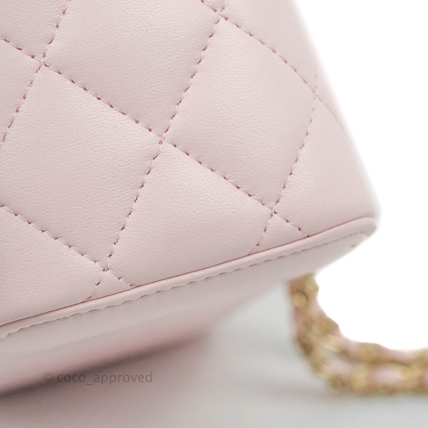 Chanel Top Handle Vanity with Chain Light Pink Lambskin Gold Hardware