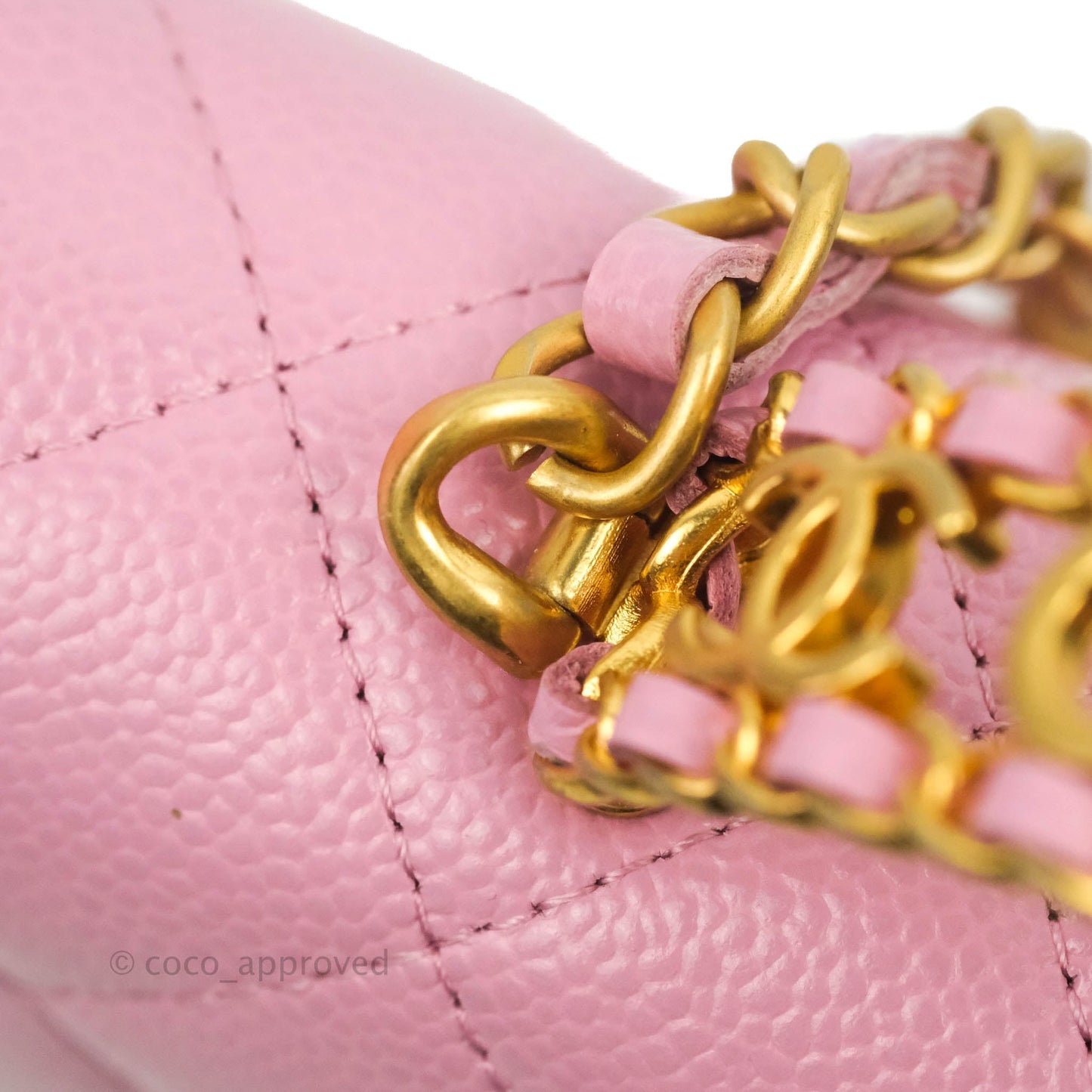 Chanel Top Handle Wallet On Chain WOC Pink Caviar Gold Hardware 22S