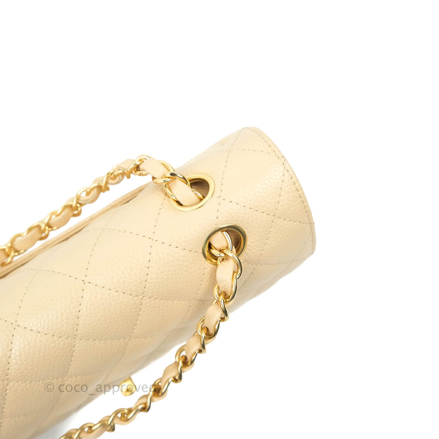 Chanel Classic M/L Medium Flap Quilted Beige Caviar Gold Hardware
