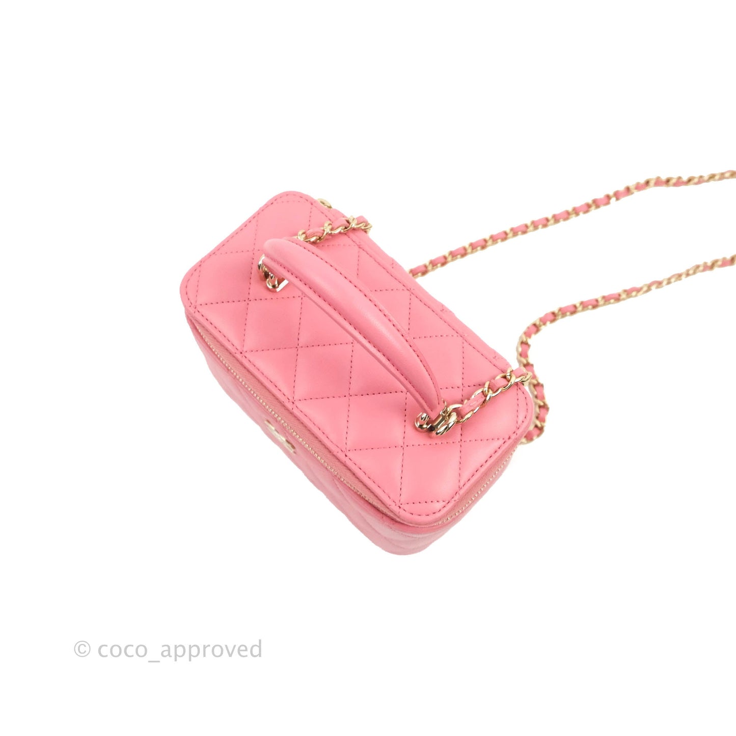 Chanel Vanity Rectangular Top Handle Pink Lambskin Gold Hardware