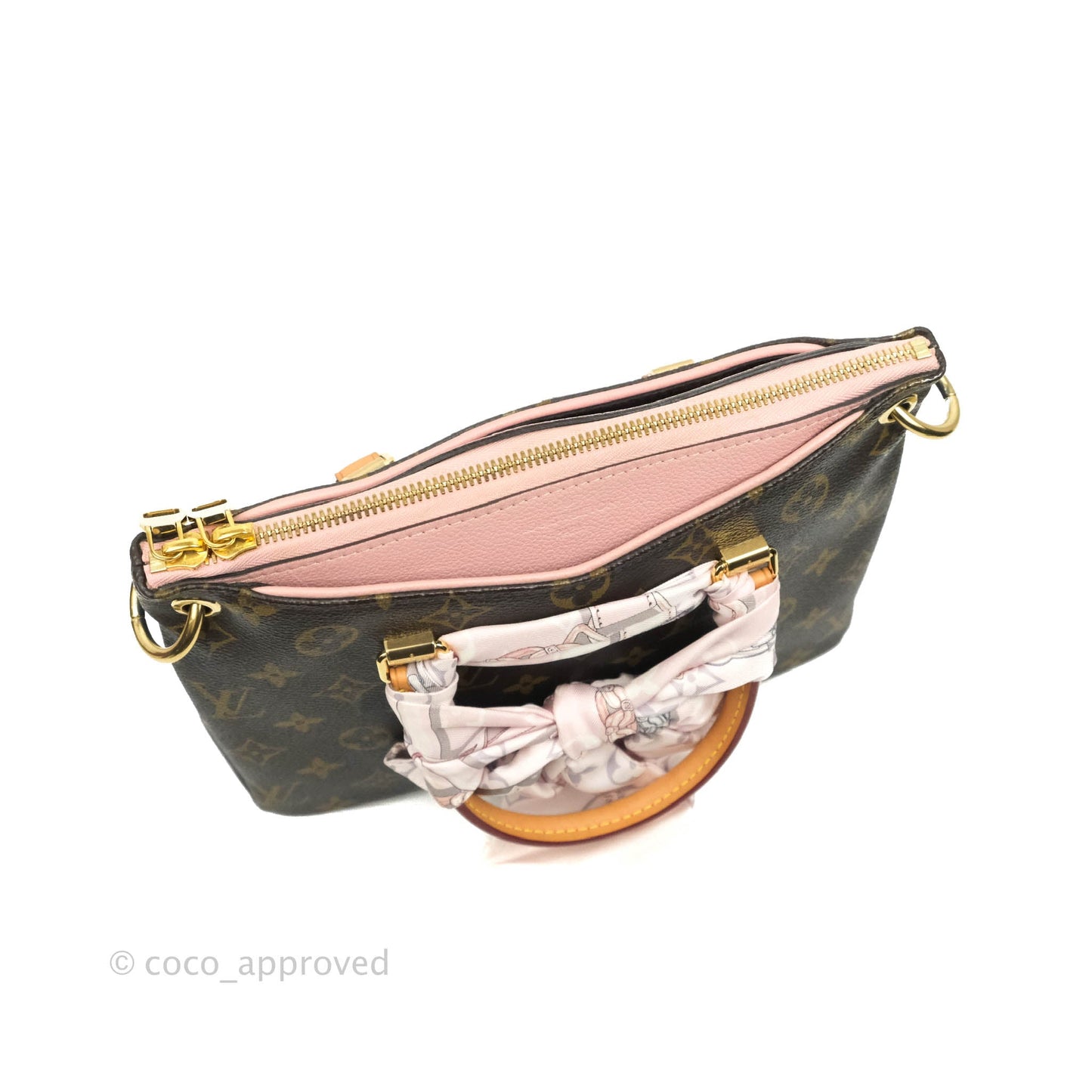 LV Pallas BB Pink Monogram Canvas Shoulder Bag With Twilly