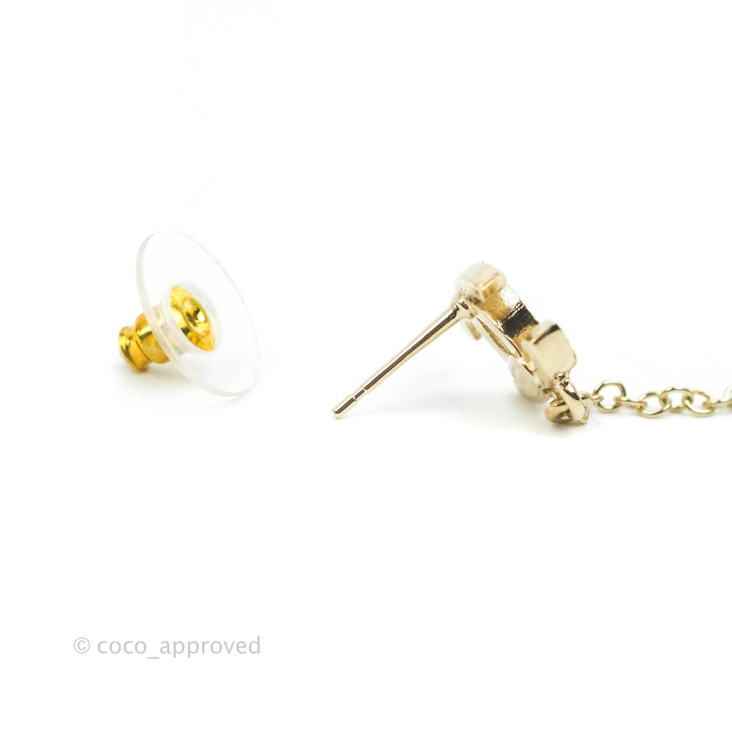 Chanel Crystal CC Earrings Ear Clip Gold Tone 22C
