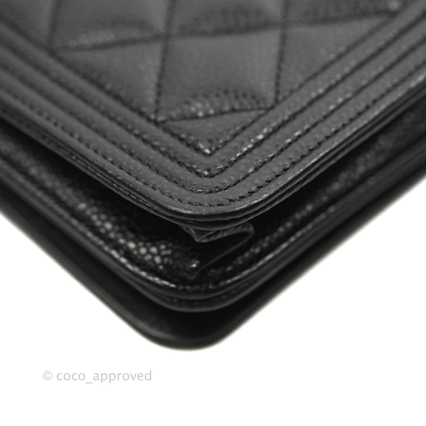 Chanel Quilted Boy Wallet on Chain WOC Black Caviar Gold Hardware