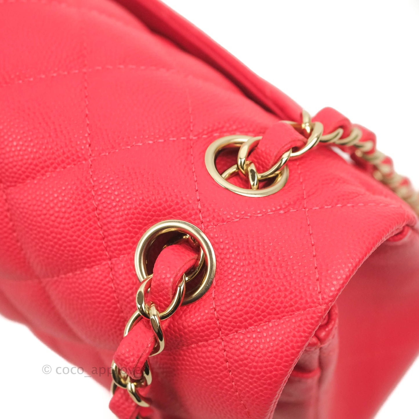 Chanel Small Classic Quilted Flap Red Caviar Gold Hardware