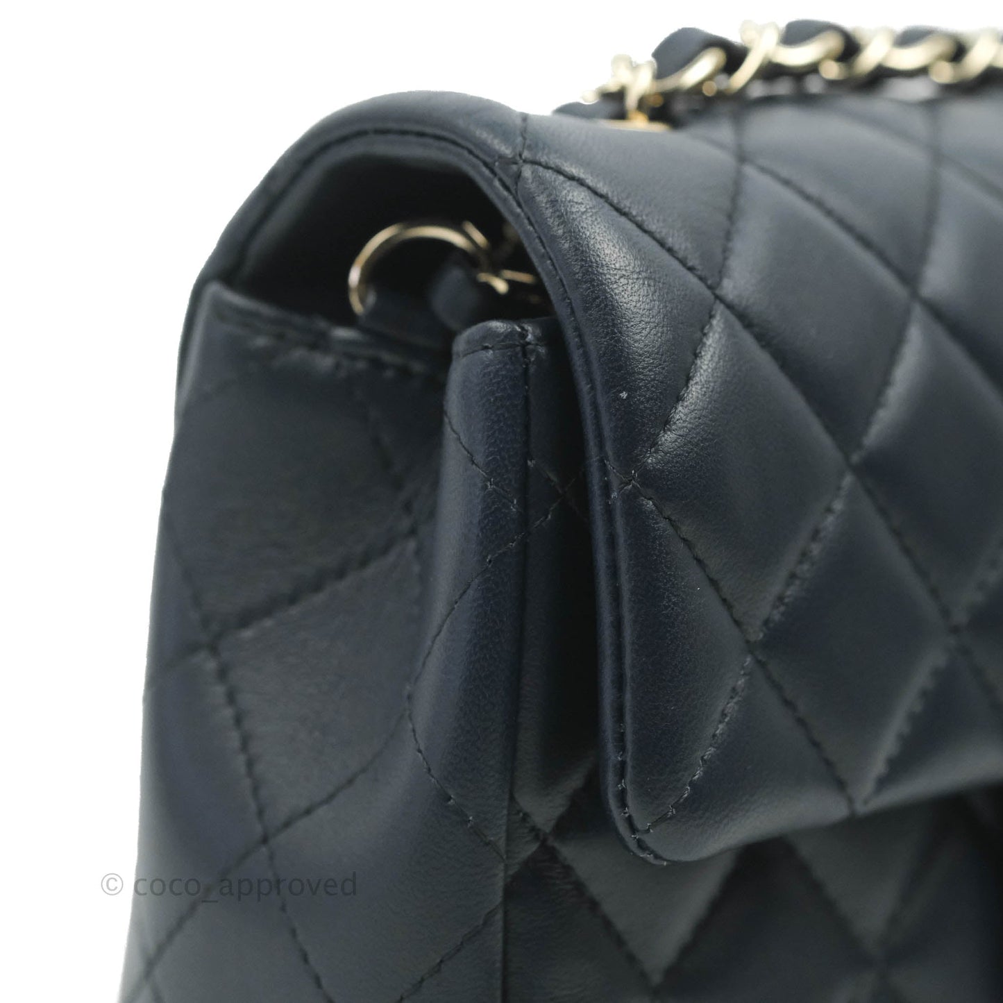 Chanel Quilted Mini Rectangular Flap Navy Lambskin Gold Hardware