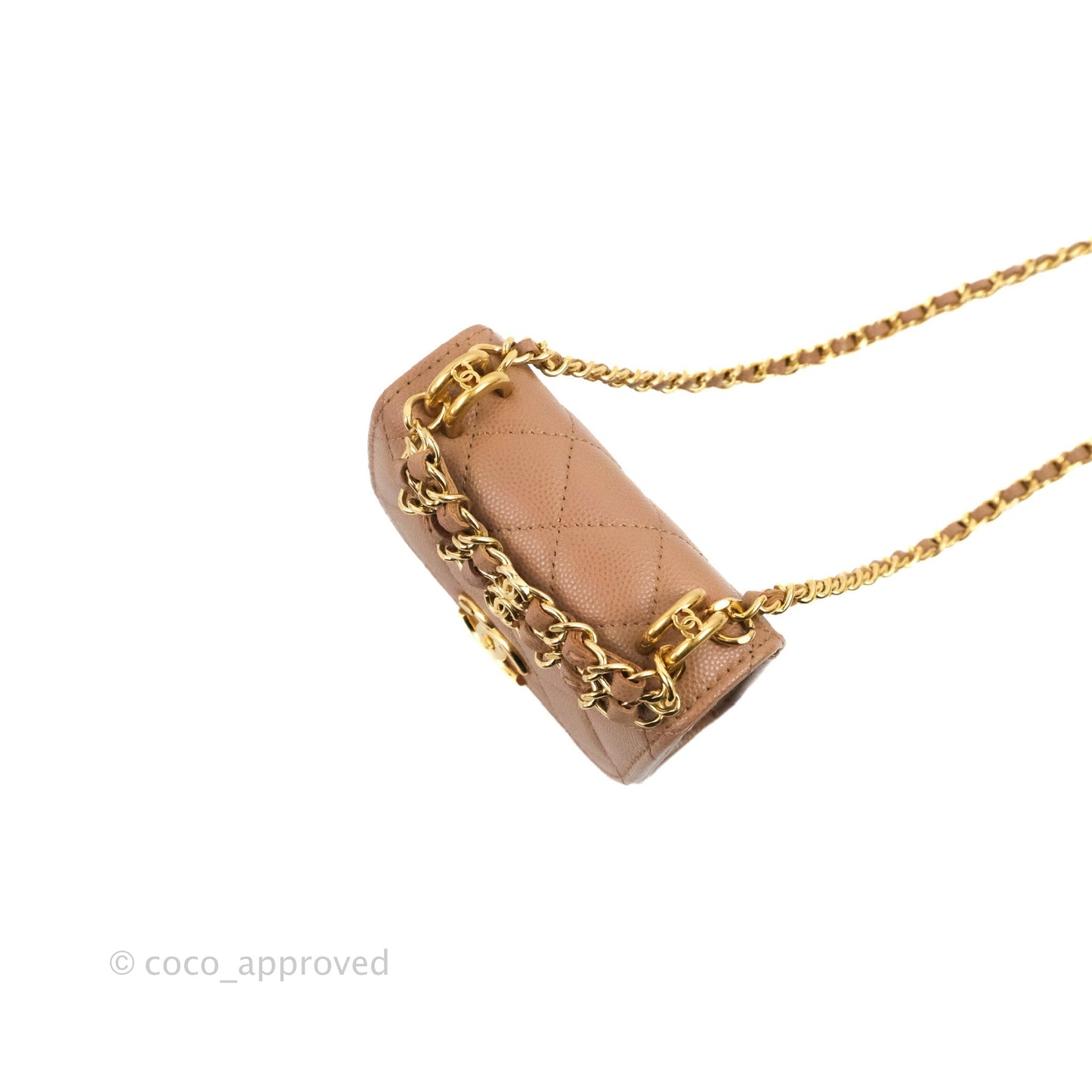 Chanel CC Chain Clutch with Chain Beige Caviar Gold Hardware