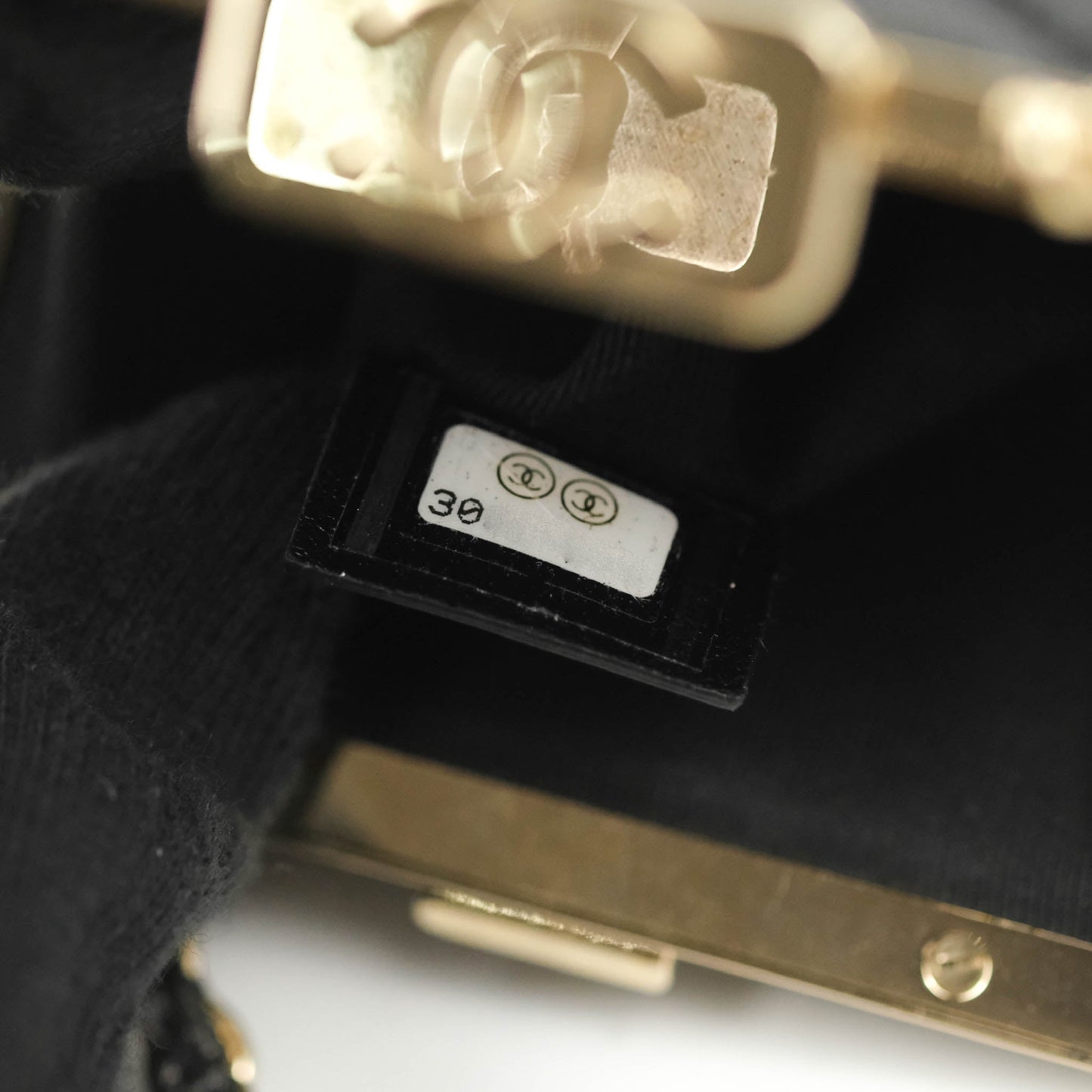 Chanel Kisslock Clutch with Chain Black Shiny Aged Lambskin Gold Hardware