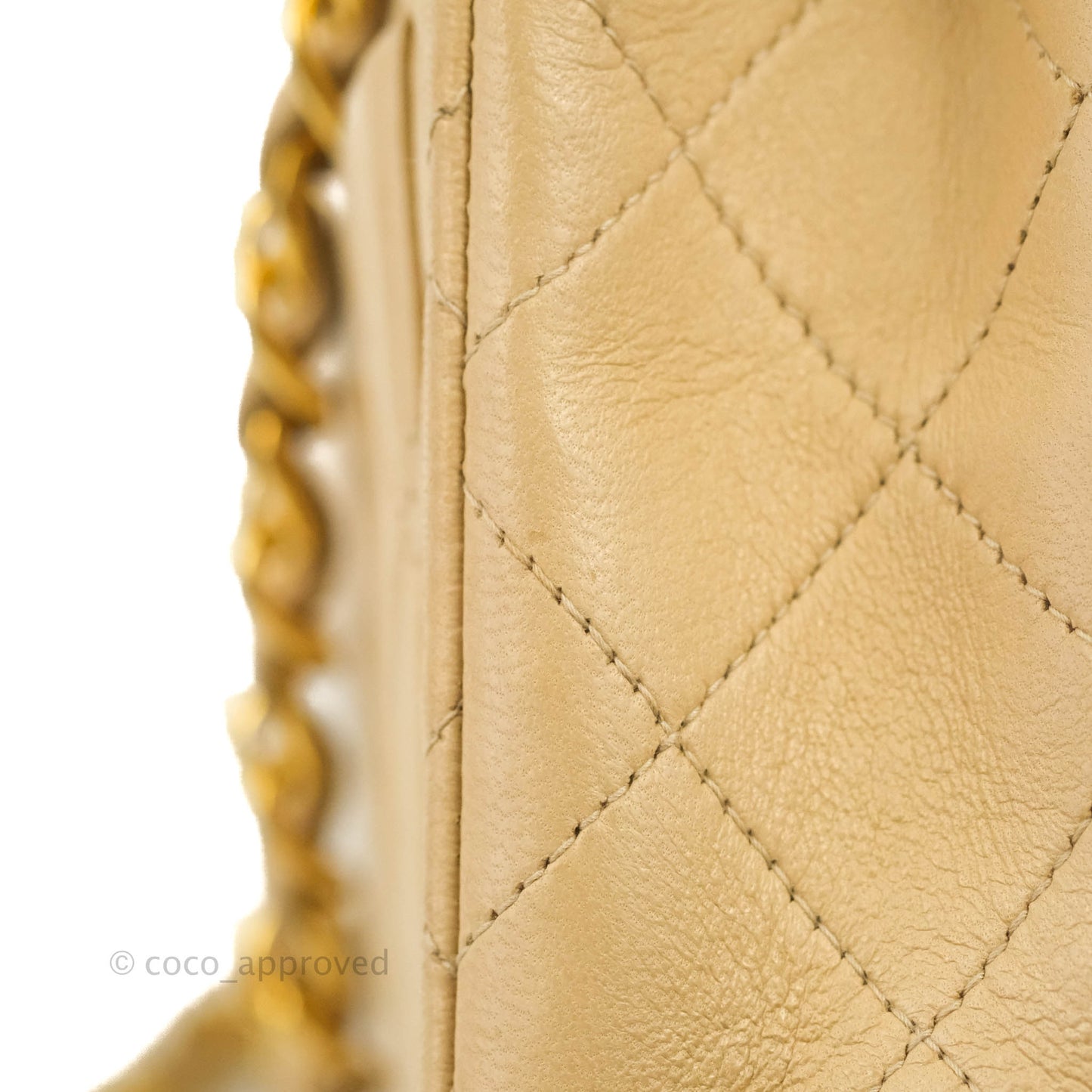 Chanel Vintage Mini Square Beige Lambskin 24K Gold Hardware