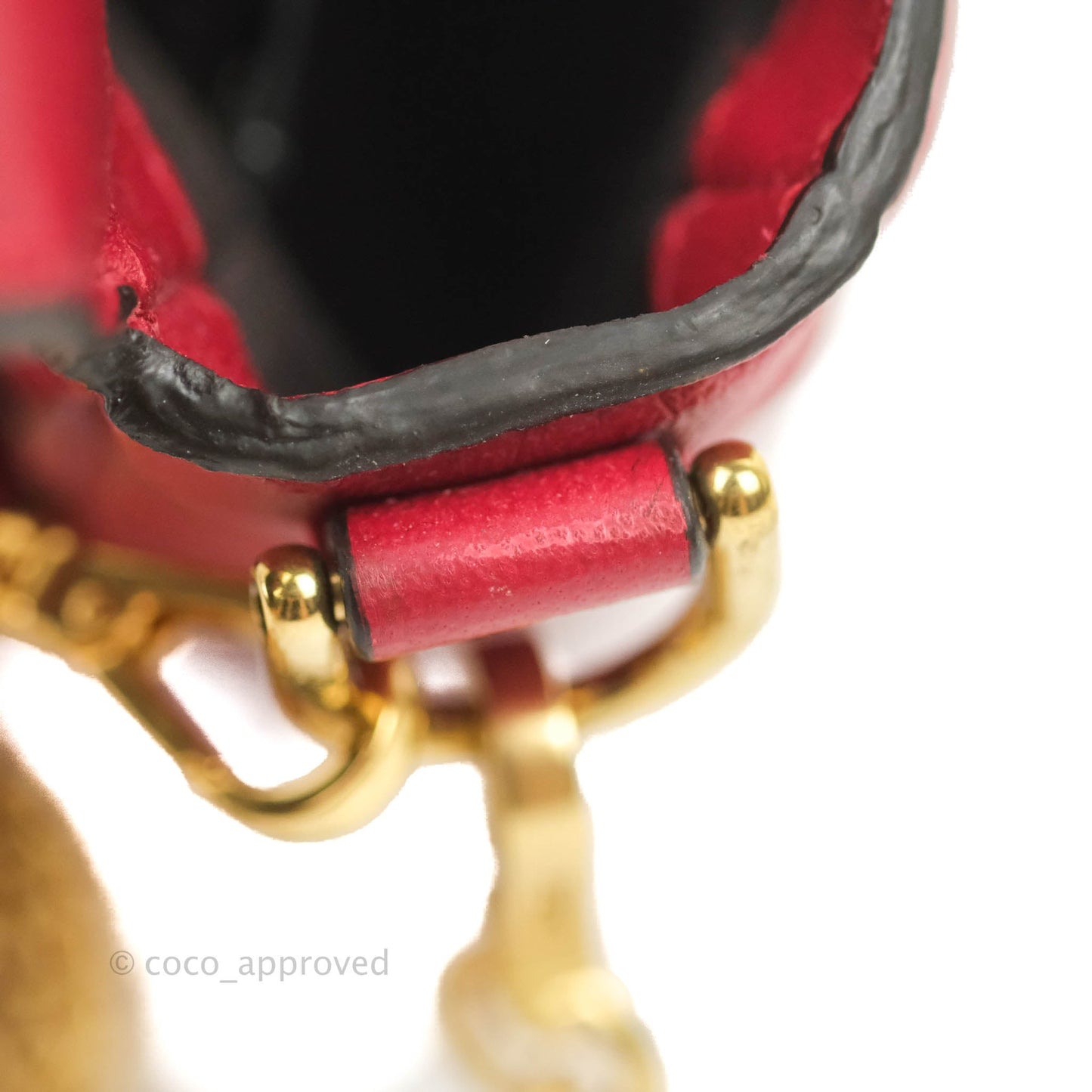 Fendi Nappa FF 1974 Embossed Mini Baguette Red