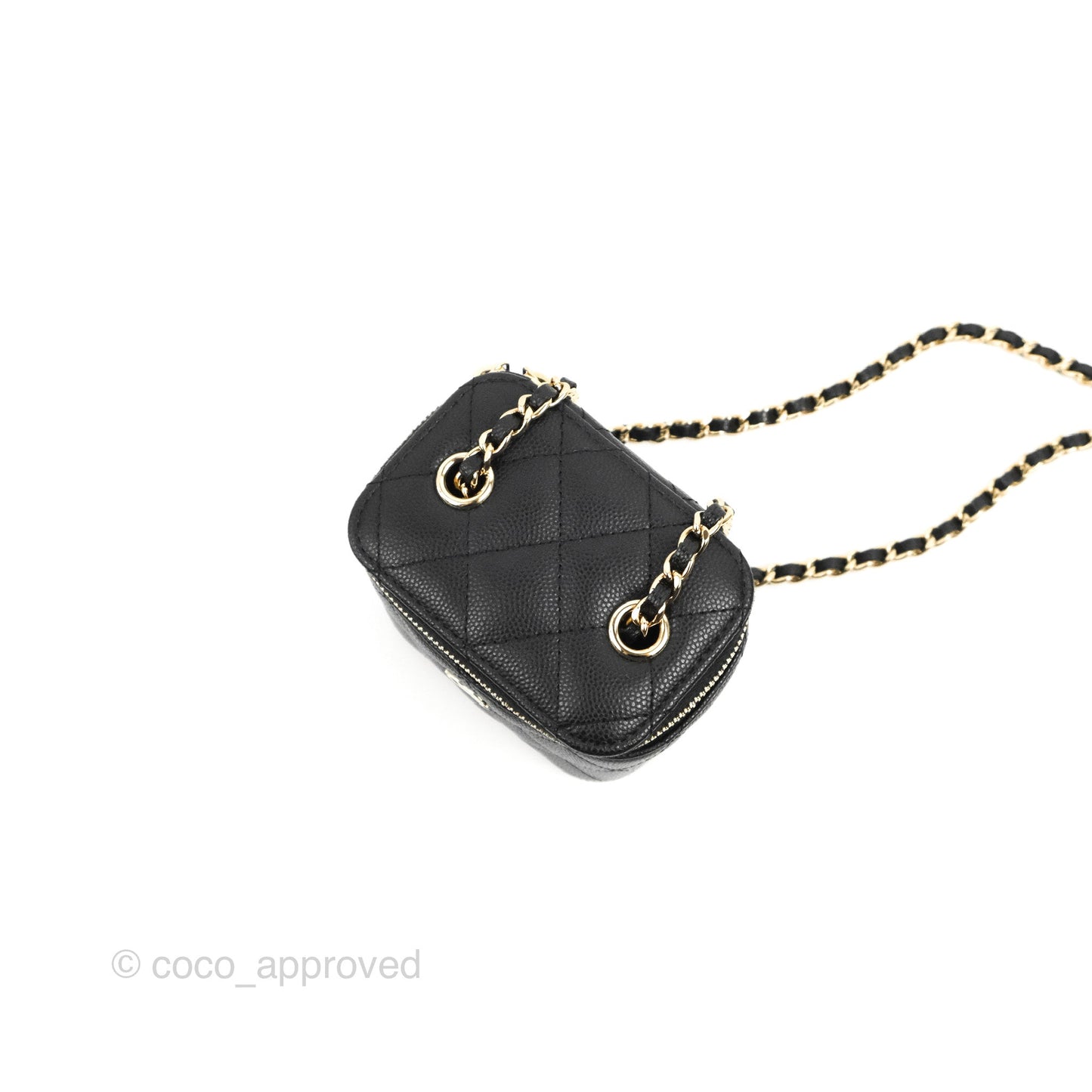 Chanel Mini Vanity With Chain Black Caviar Gold Hardware