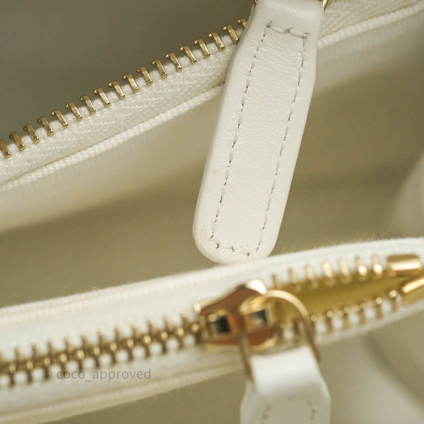 Chanel Quilted Top Handle Vanity White Caviar Gold Hardware