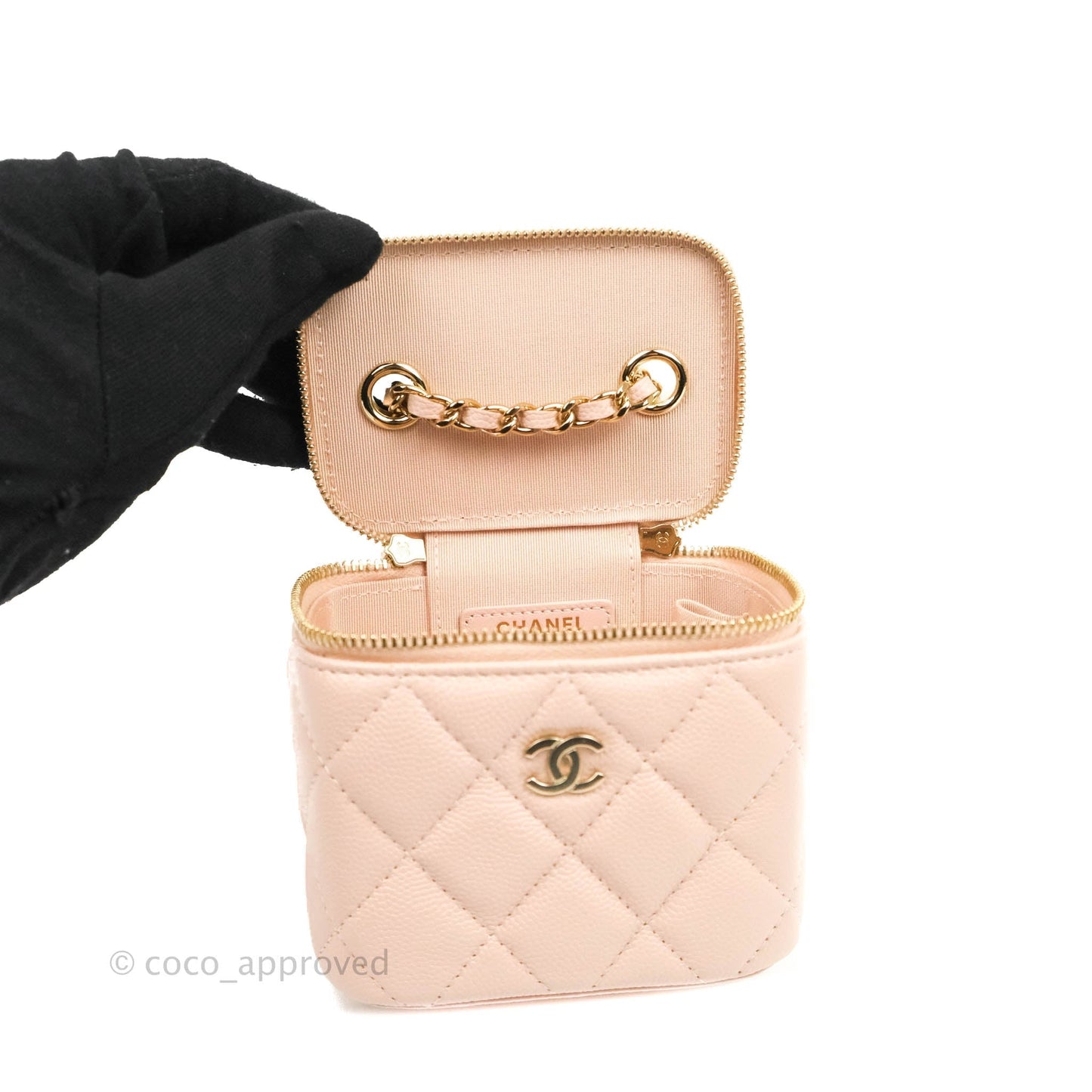 Chanel Mini Vanity With Chain Rose Clair Pink Caviar Gold Hardware