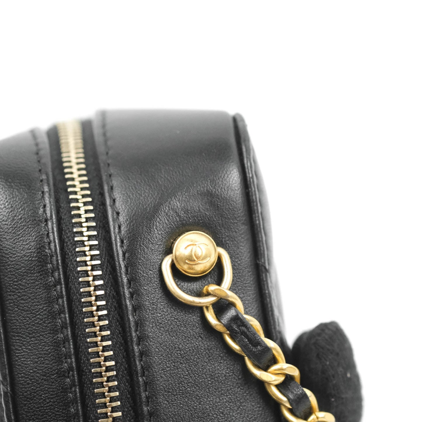 Chanel Mini Pearl Crush Quilted Camera Case Black Lambskin Aged Gold Hardware