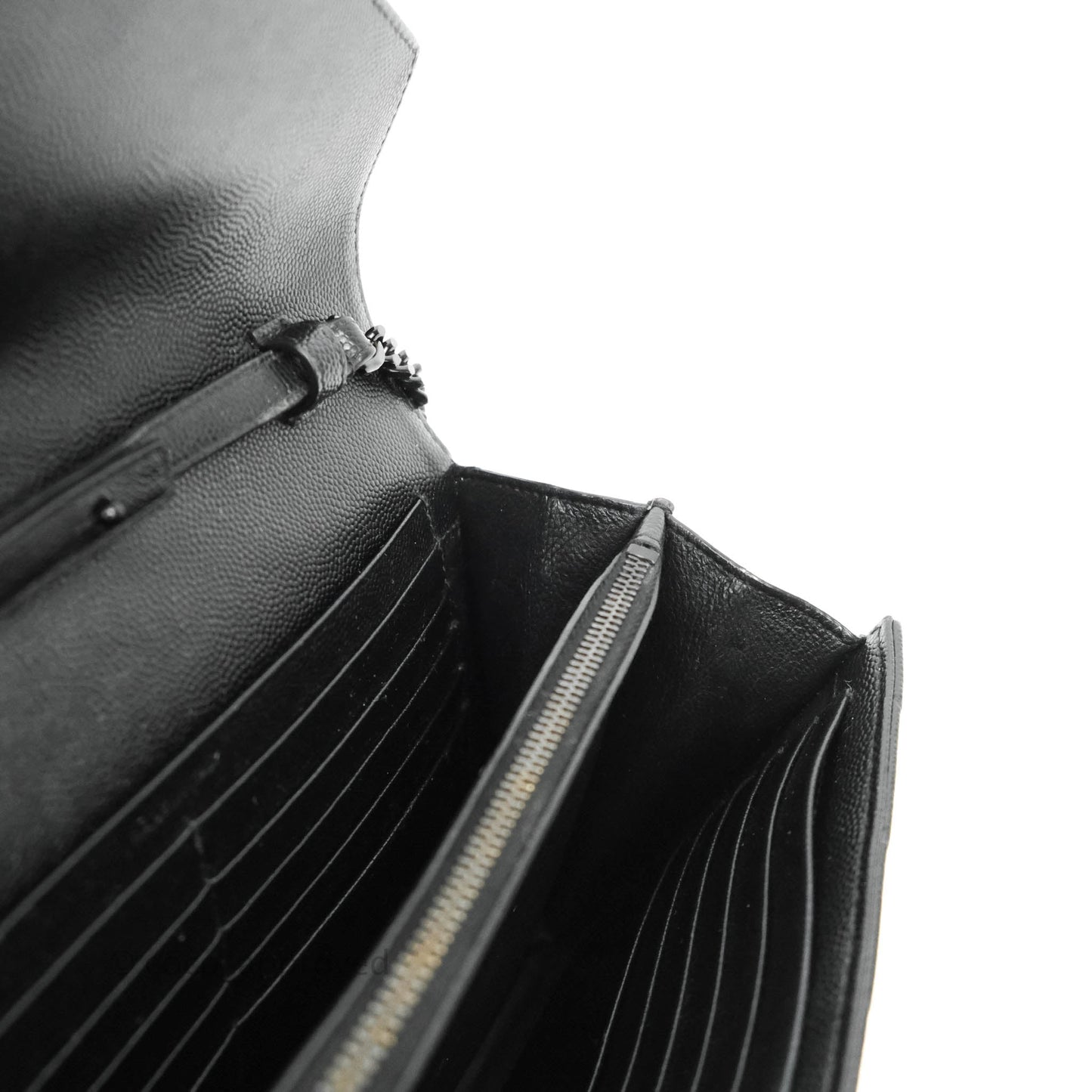 Saint Laurent Wallet on Chain Large Black Grained Leather So Black