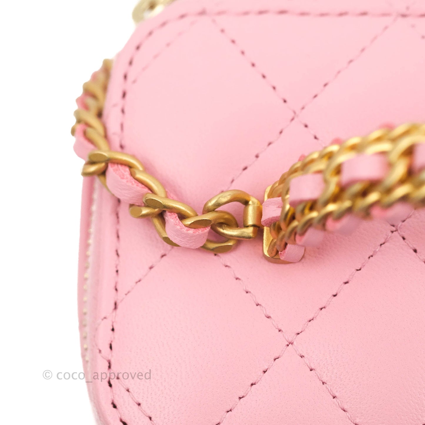 Chanel Vanity Rectangular with Top Handle Pick Me Up Pink Lambskin Aged Gold Hardware 22S