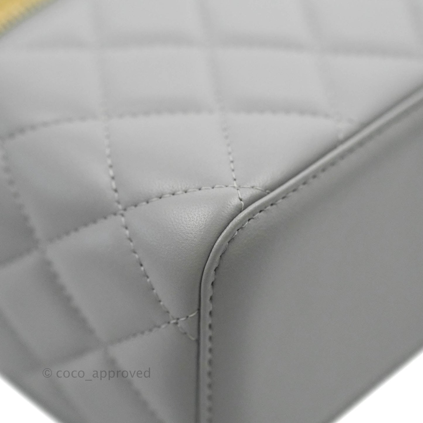 Chanel Vanity with Pearl Crush Chain Grey Lambskin Aged Gold Hardware