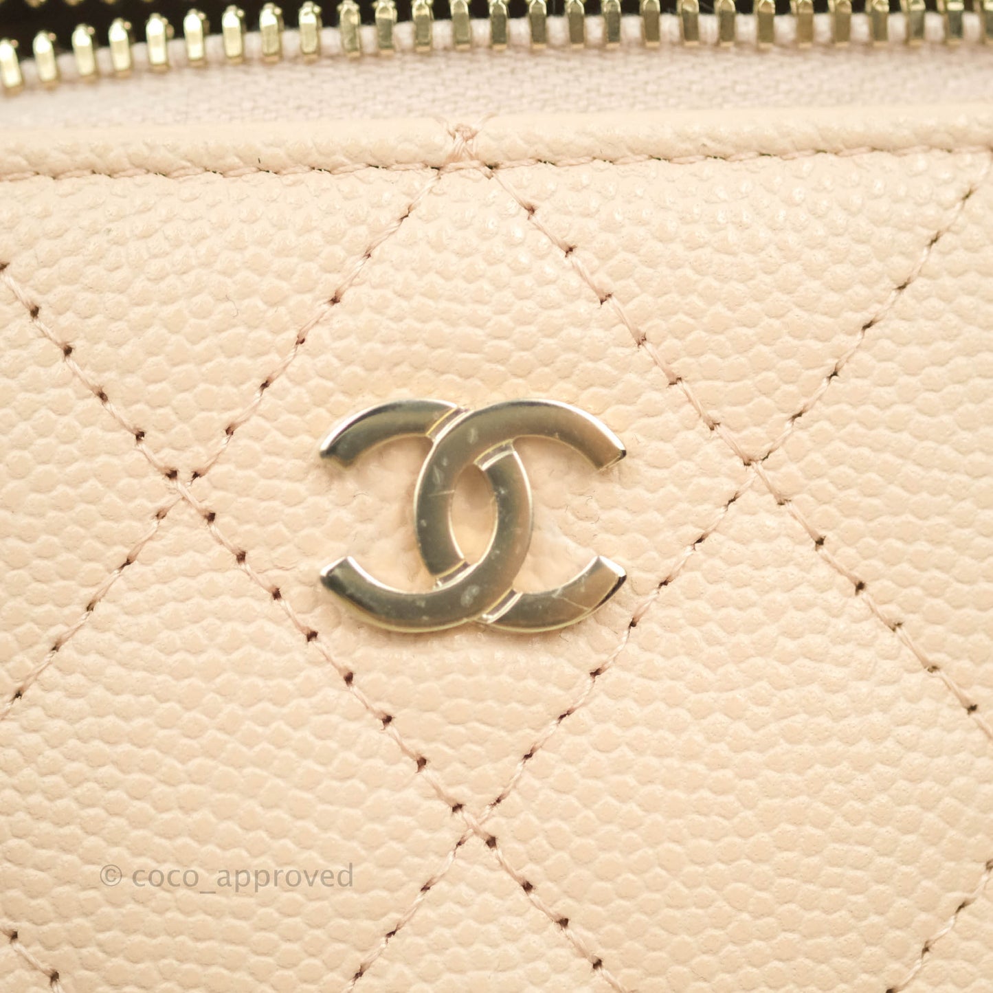 Chanel Classic Mini Vanity With Chain Beige Caviar Gold Hardware